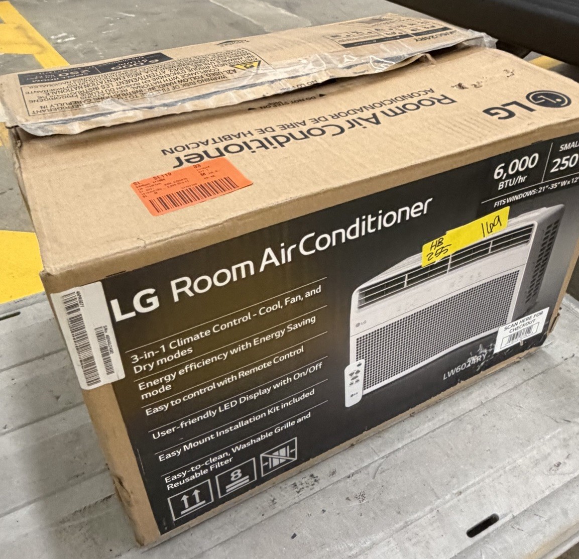 LG LW6024RY 6000 BTU Window AC White Remote Timer 115V 200-250 sq ft