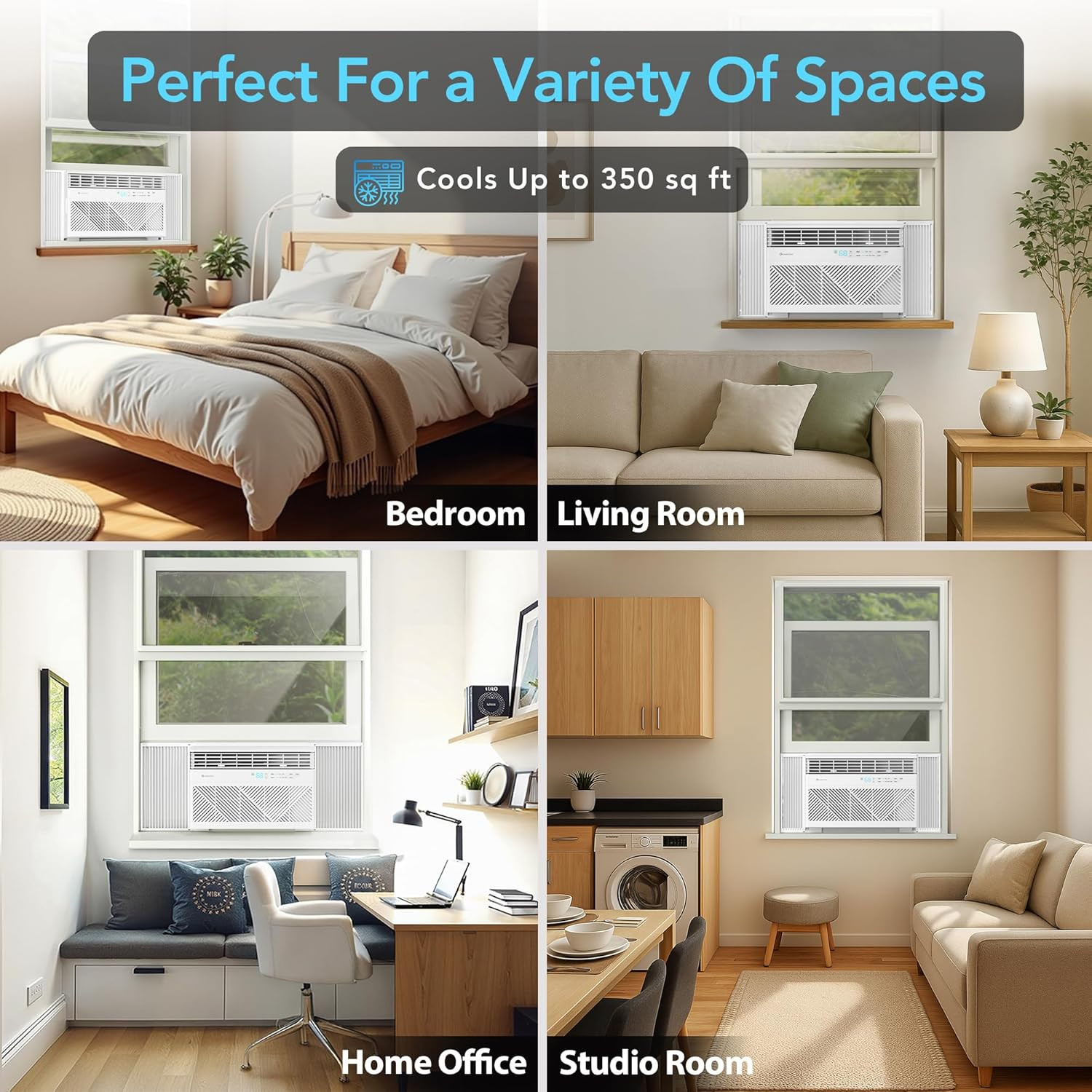 Comfort Zone Window Mounted Smart Wi-Fi Room Air Conditioner with Remote Control