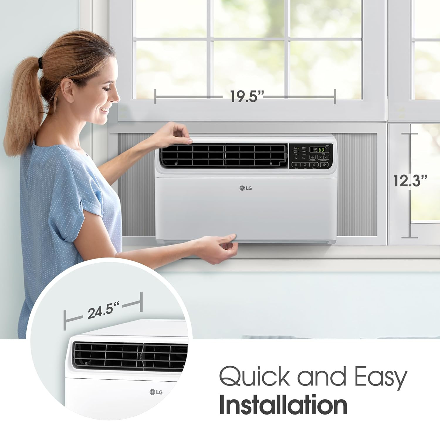 LG 6000 BTU Window Air Conditioner Energy Saving Dual Inverter, Remote Control,