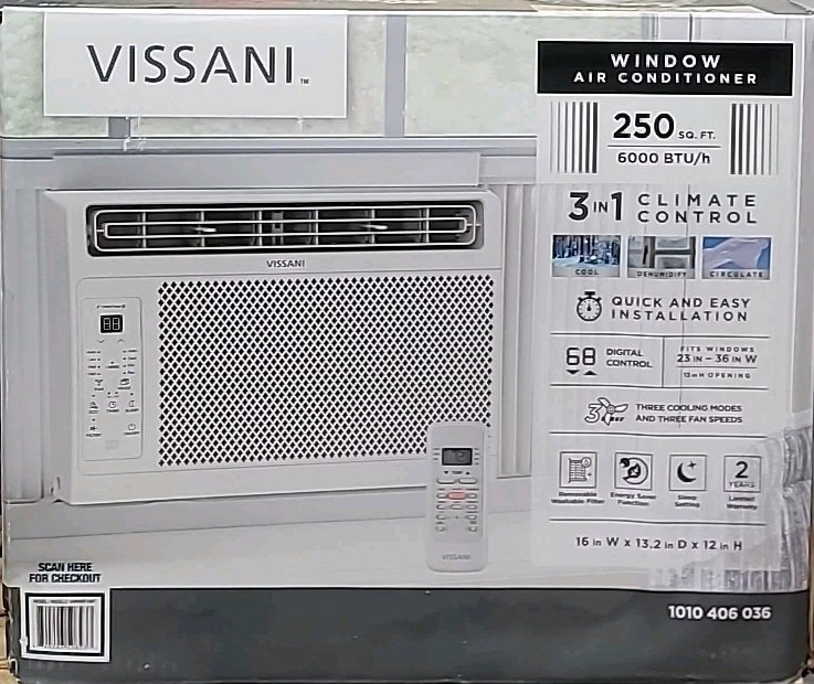 NEW Vissani 6,000 BTU 115-Volt Window Air Conditioner for 250 sq. ft.