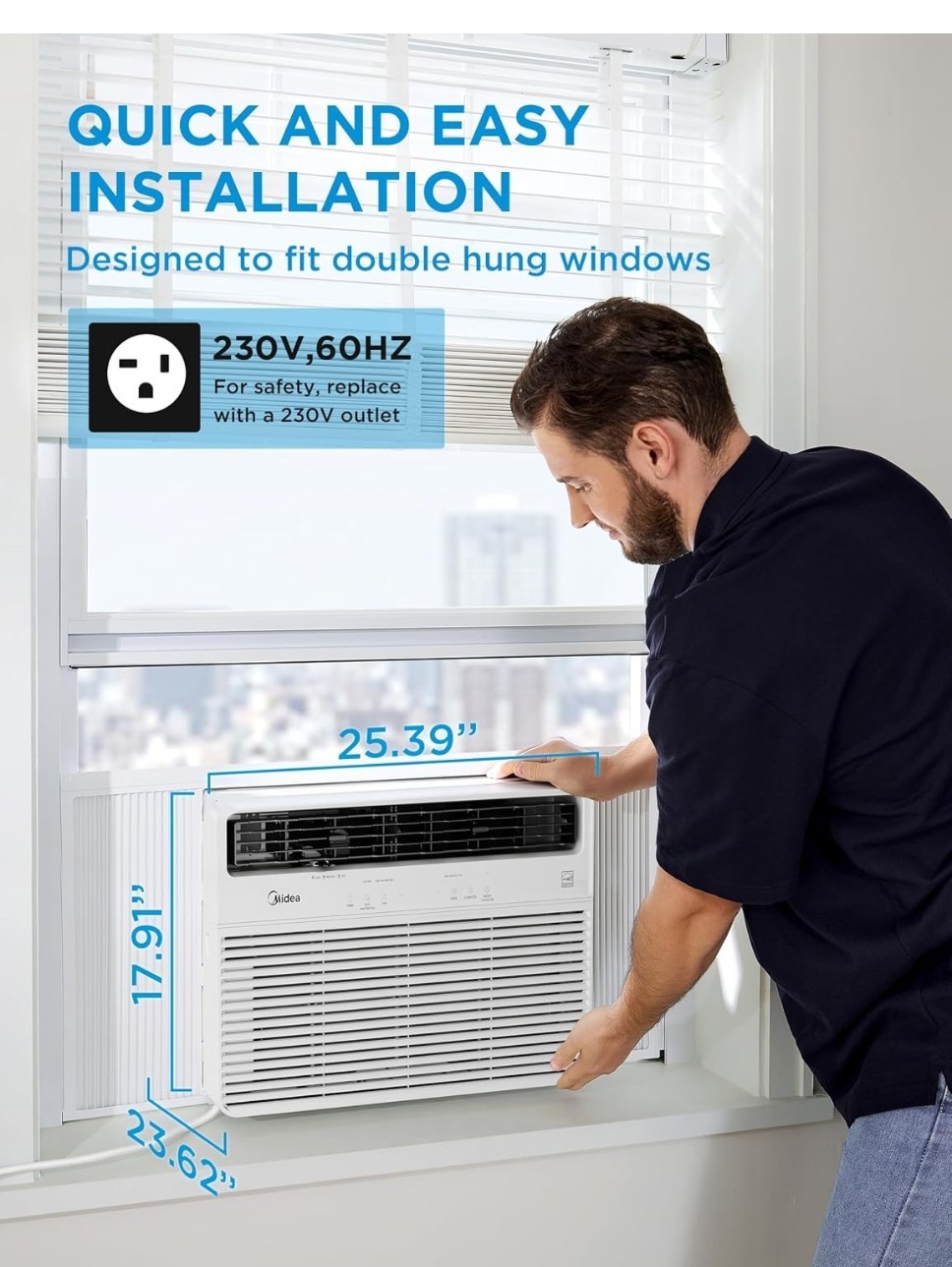 18000 BTU Window Air Conditioner Cools up to 1000 sp.ft With Remote, Install Kit