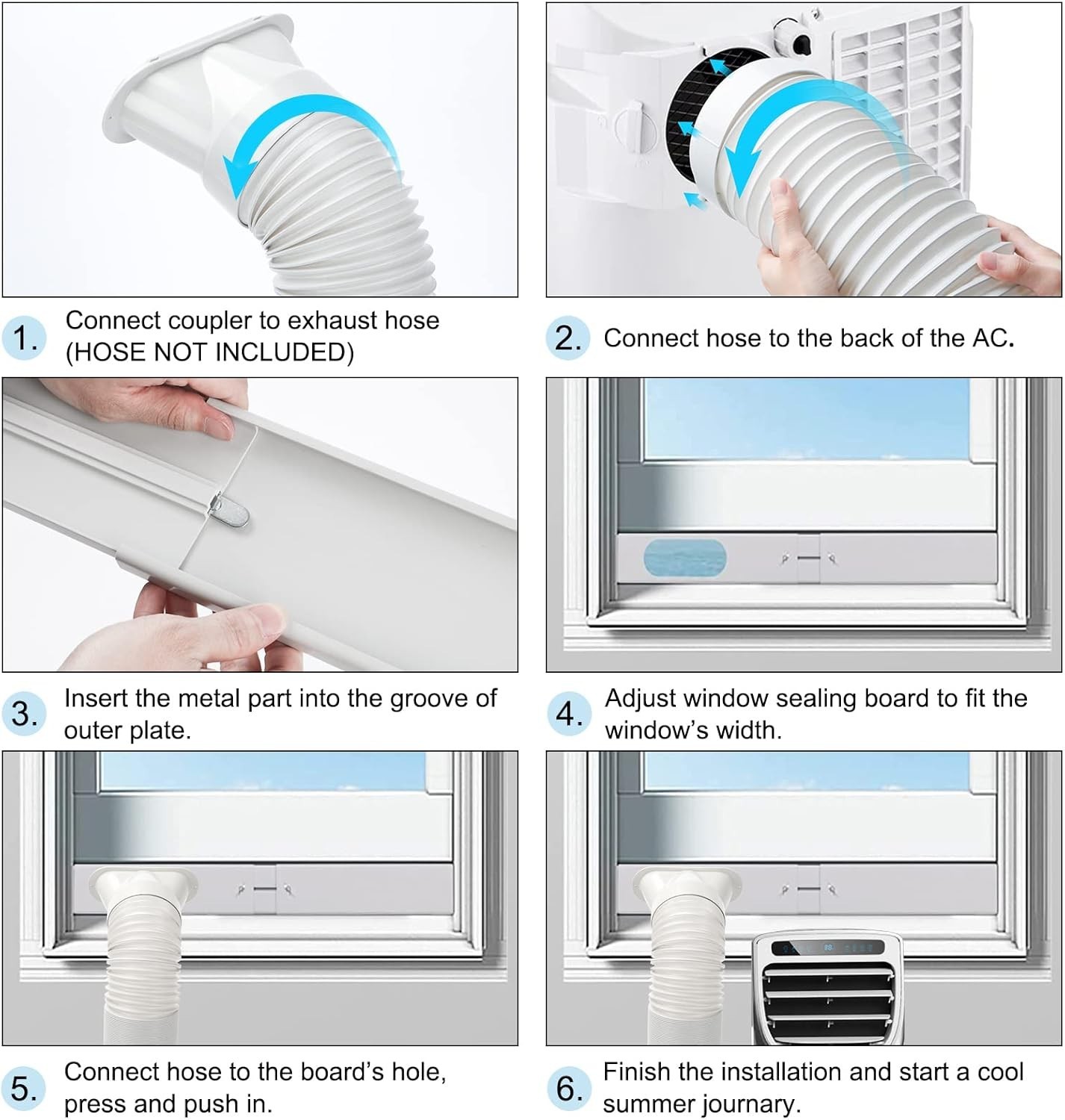 Portable Air Conditioner Window Kit, Adjustable Vertical/Horizontal Sliding W…