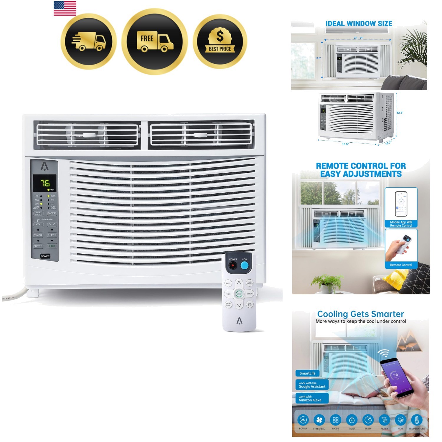 6000-BTU Window Air Conditioner Up to 250 Sqf | Remote Control, Cool & Fan Fu…