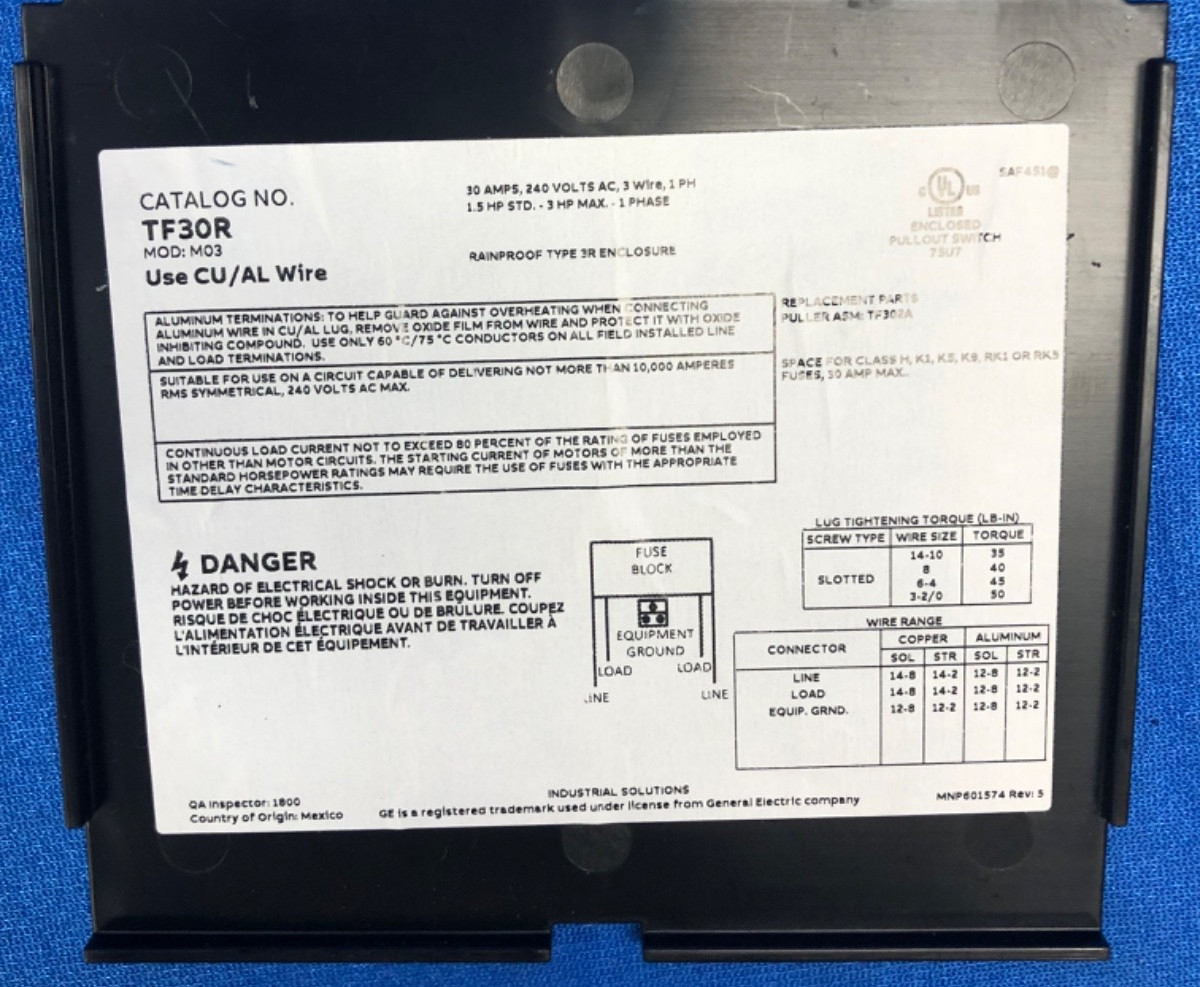 30 Amp Air Conditioner Disconnect Switch – Used Open Box
