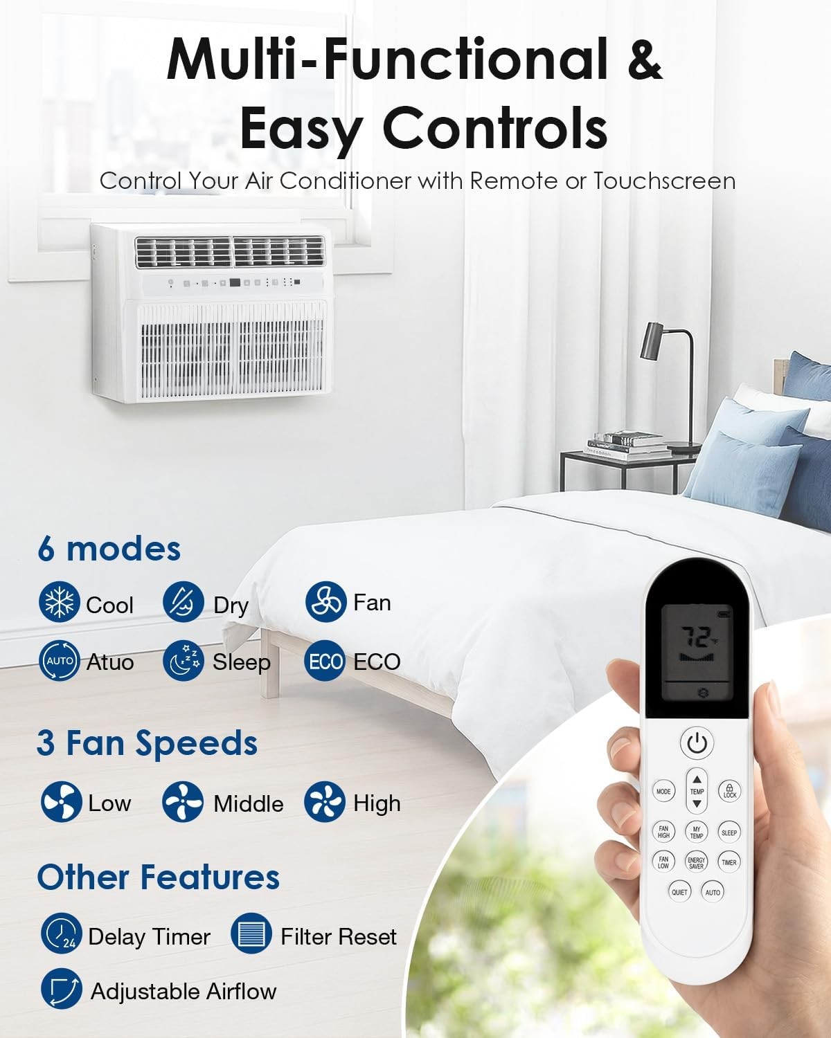 U-Shaped Window Air Conditioner, 10000 BTU AC Unit, Cools up to 250 Sq. Ft.