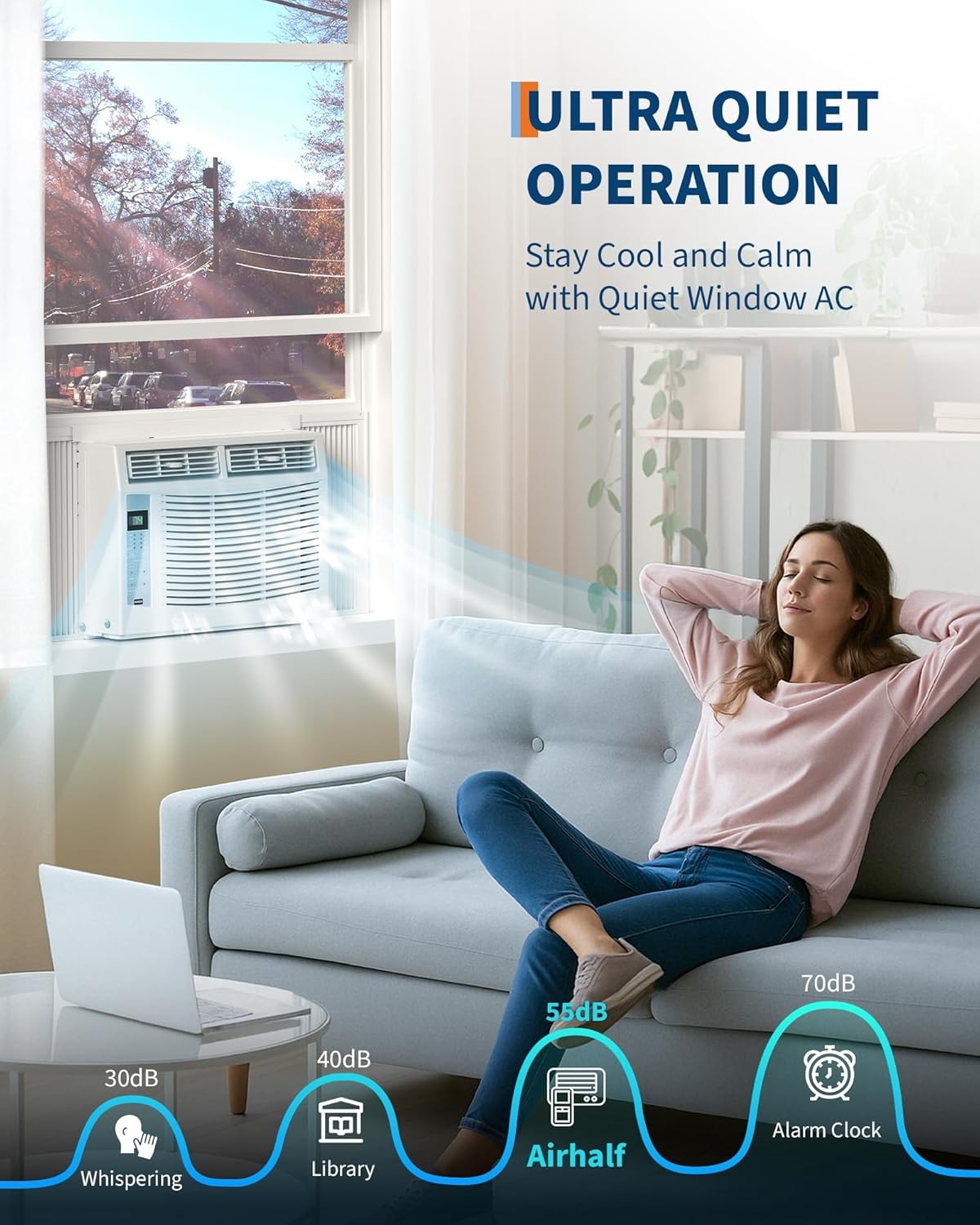 6000 BTU Window Air Conditioner with WiFi 3 in-1 Energy Saving Window AC Unit