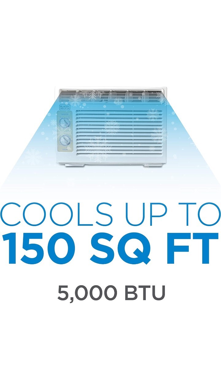 BLACK+DECKER BD05MWT6 Window Air Conditioner 5000 BTU, Cools Up to 150 Square…