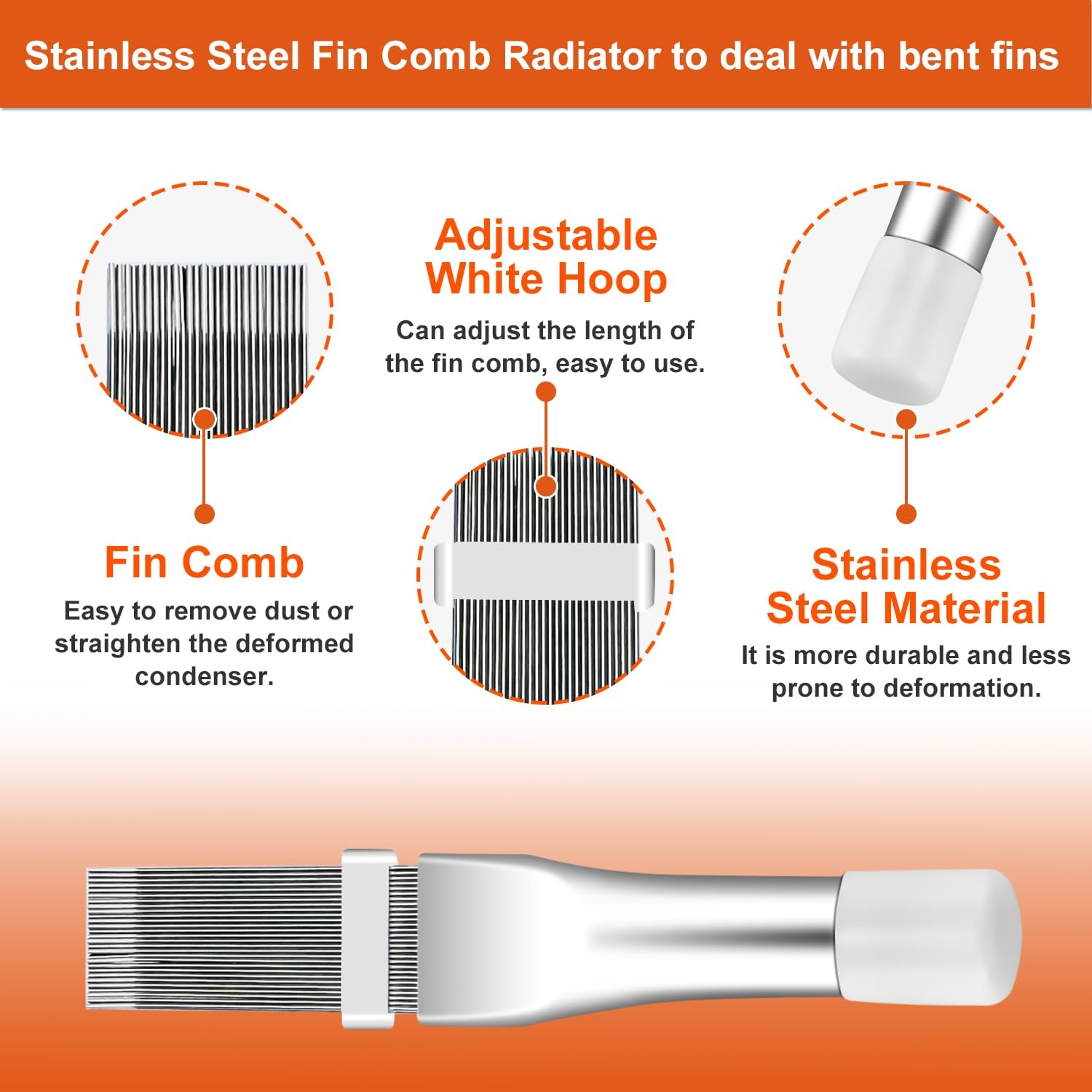 AC Condenser Fin Straightener Set, 2PCS FCR6 Comb & Stainless Steel Comb