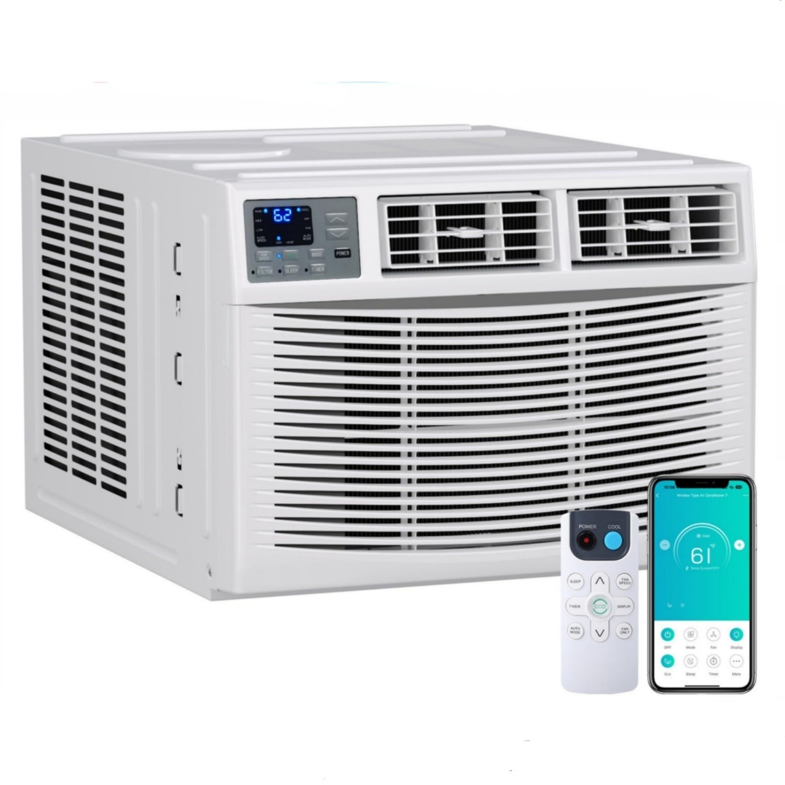 Window Air Conditioner 12000 BTU with Heater WiFi Smart 550 Sq Ft AC Unit