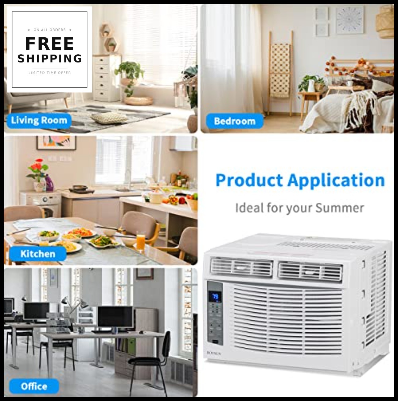Window Air Conditioner 6000 BTU Cooler Dehumidifier Fan Timer Remote Control
