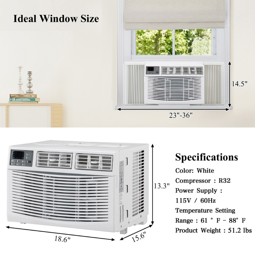 8,000 BTU Window Air Conditioner & Dehumidifier, Fan w/Timer, Sleep Mode Wifi