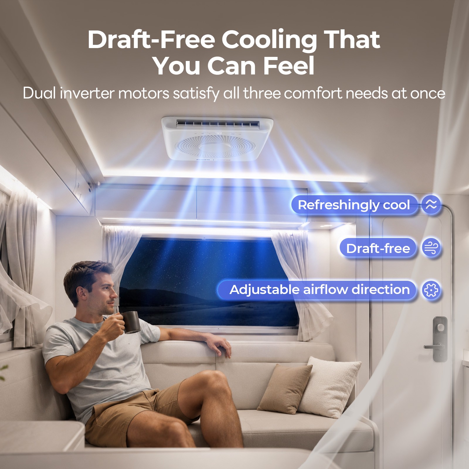 RV Air Conditioner Ducted 18,000 BTU Rooftop AC Camper Trailer WiFi Alexa Voice