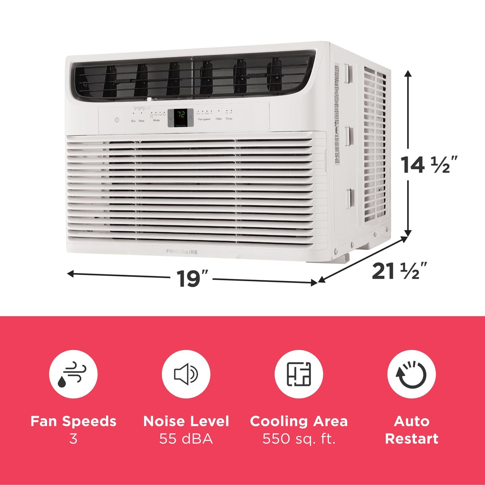 Frigidaire 12,000 BTU Window Air Conditioner Cools Up to 550 Sq.Ft.White