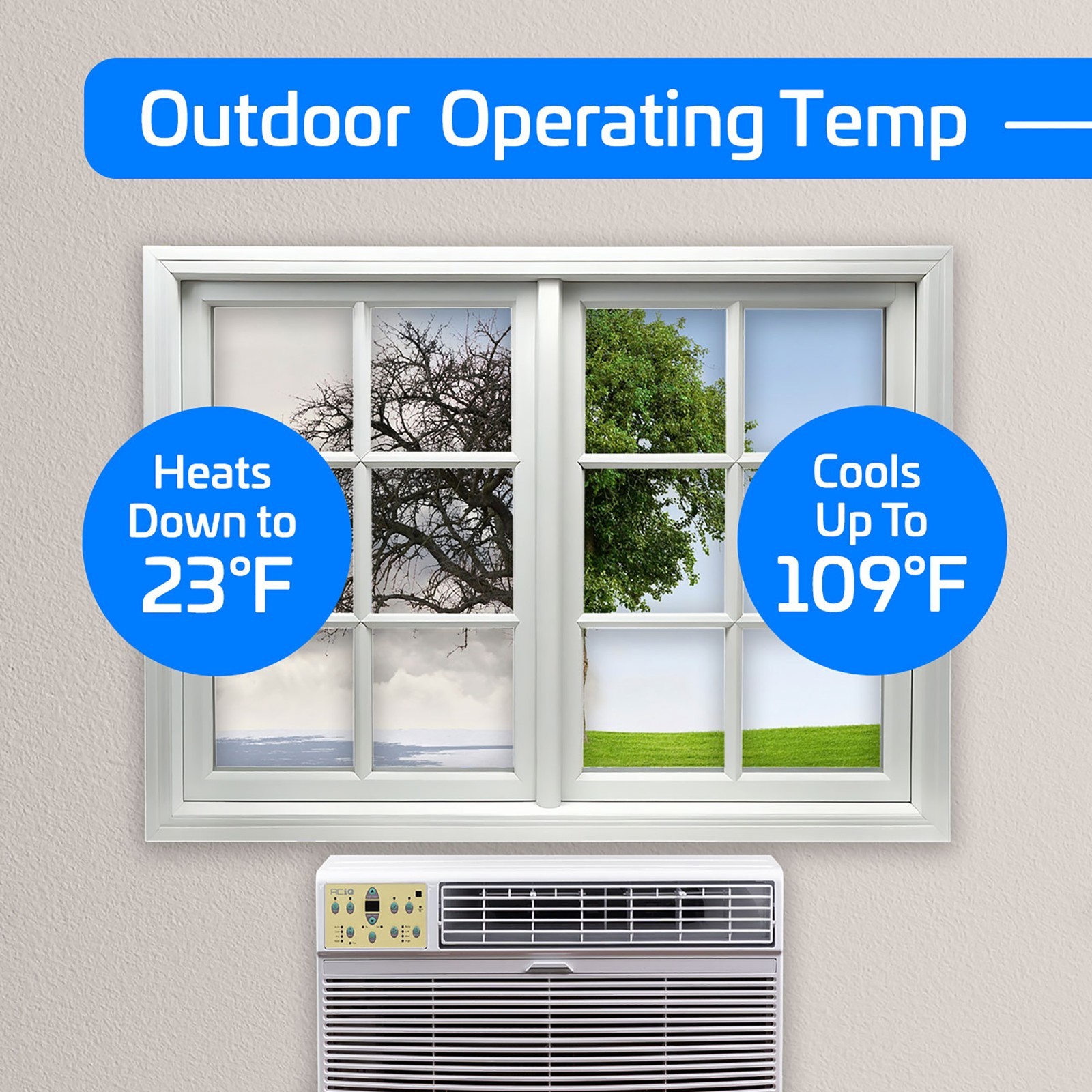 ACiQ 10000 BTU 230V Through-the-Wall Air Conditioner & 3.5 kW Heater – 450 Sq Ft