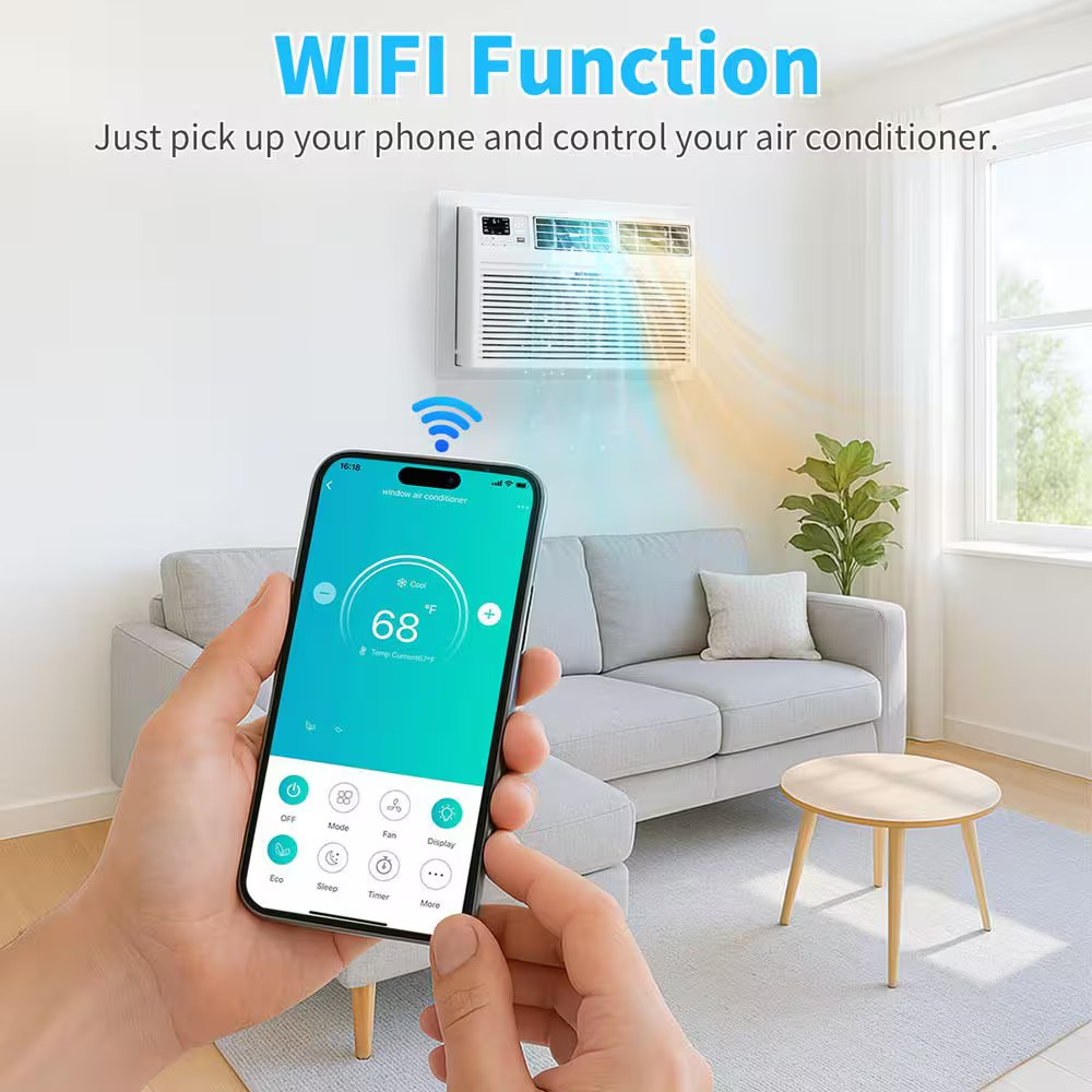 8,000 BTU (DOE) Wi-Fi Through-The-Wall Air Conditioner 350 Sq. Ft. with with Hea