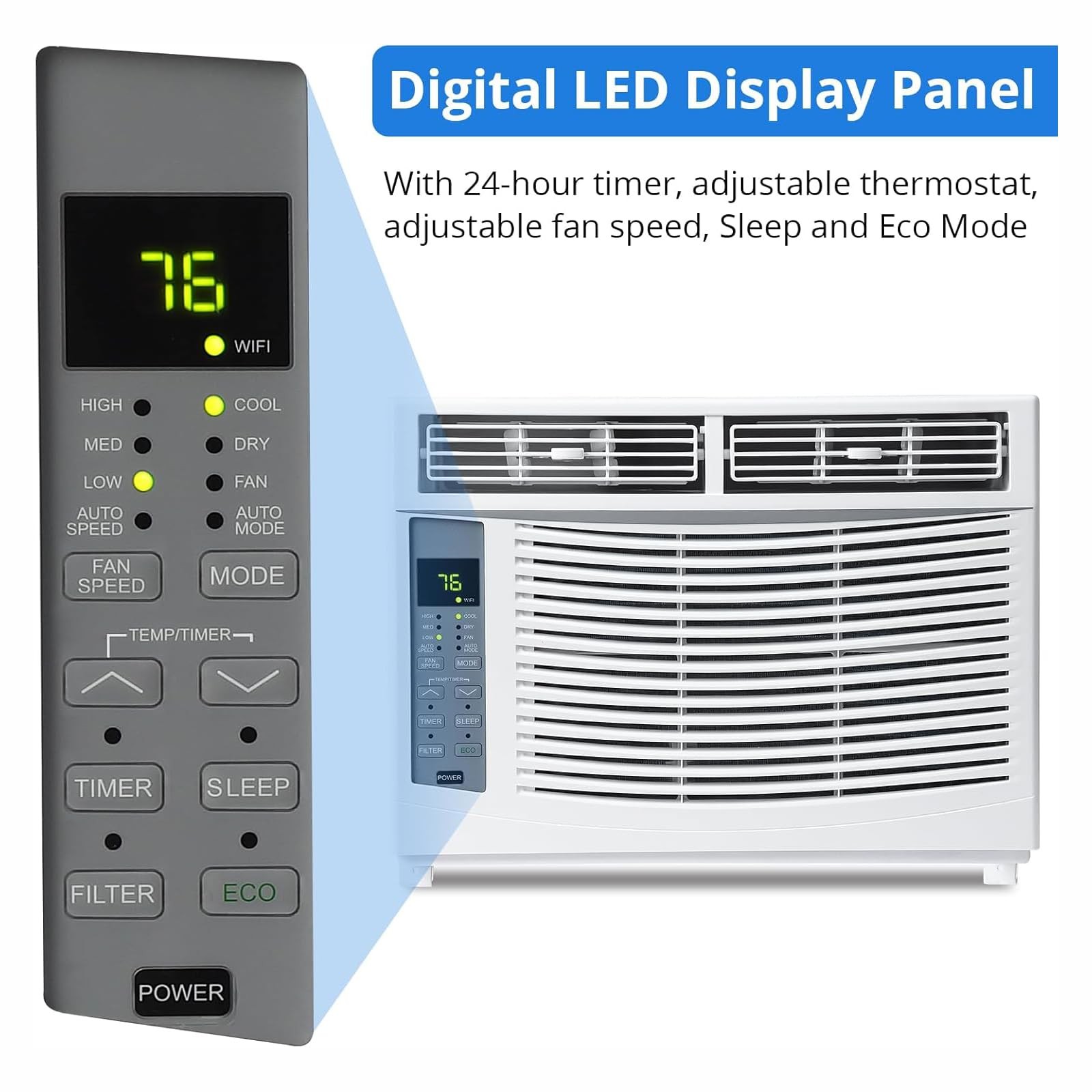 6000 BTU Window Air Conditioner Ultra Quiet 50 dB Cooling 250 Sq.Ft Window,2PACK