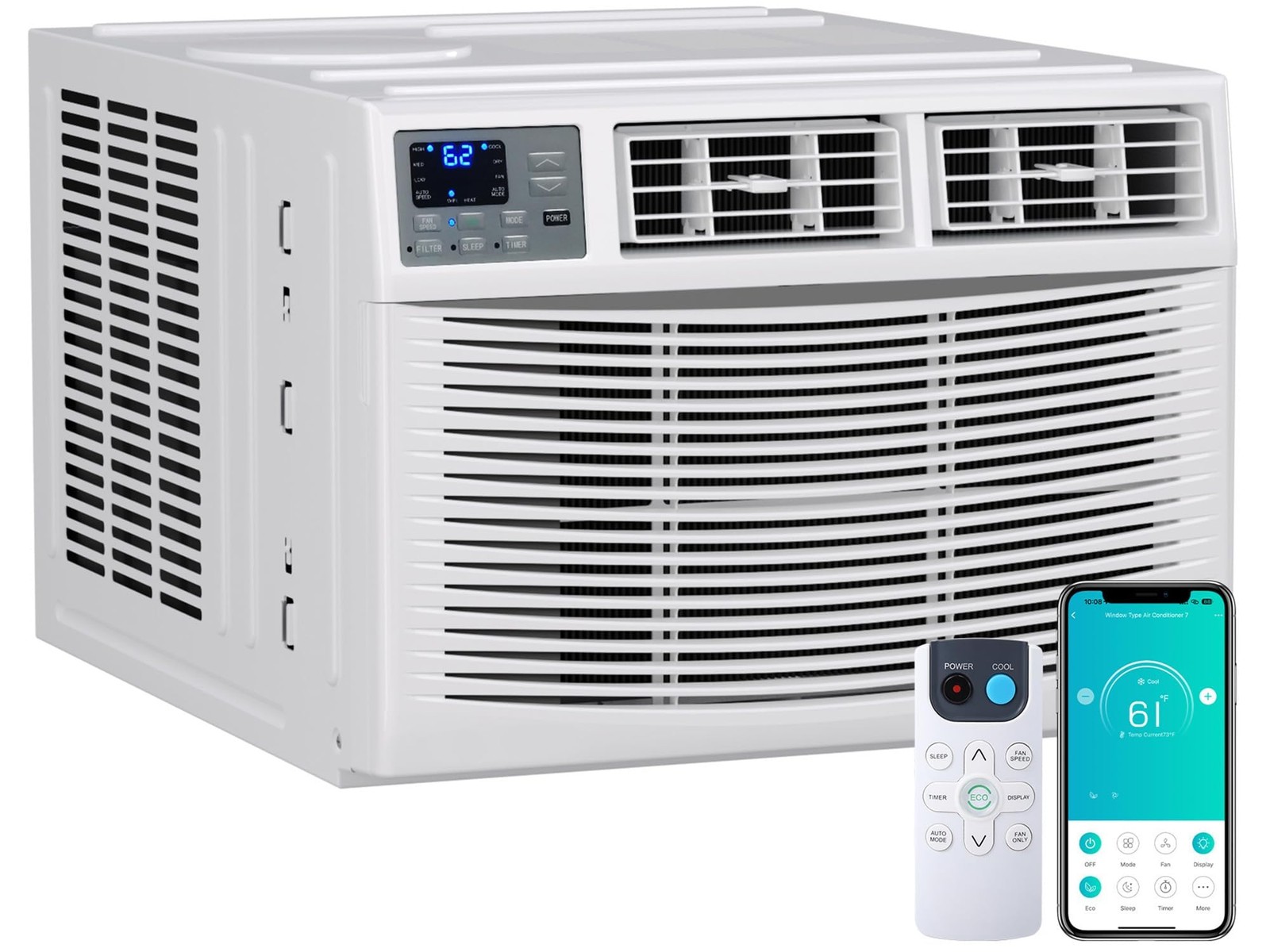 18000 BTU Window Air Conditioner & Heater Smart WIFI Indoor AC Unit 1000 Sq. Ft