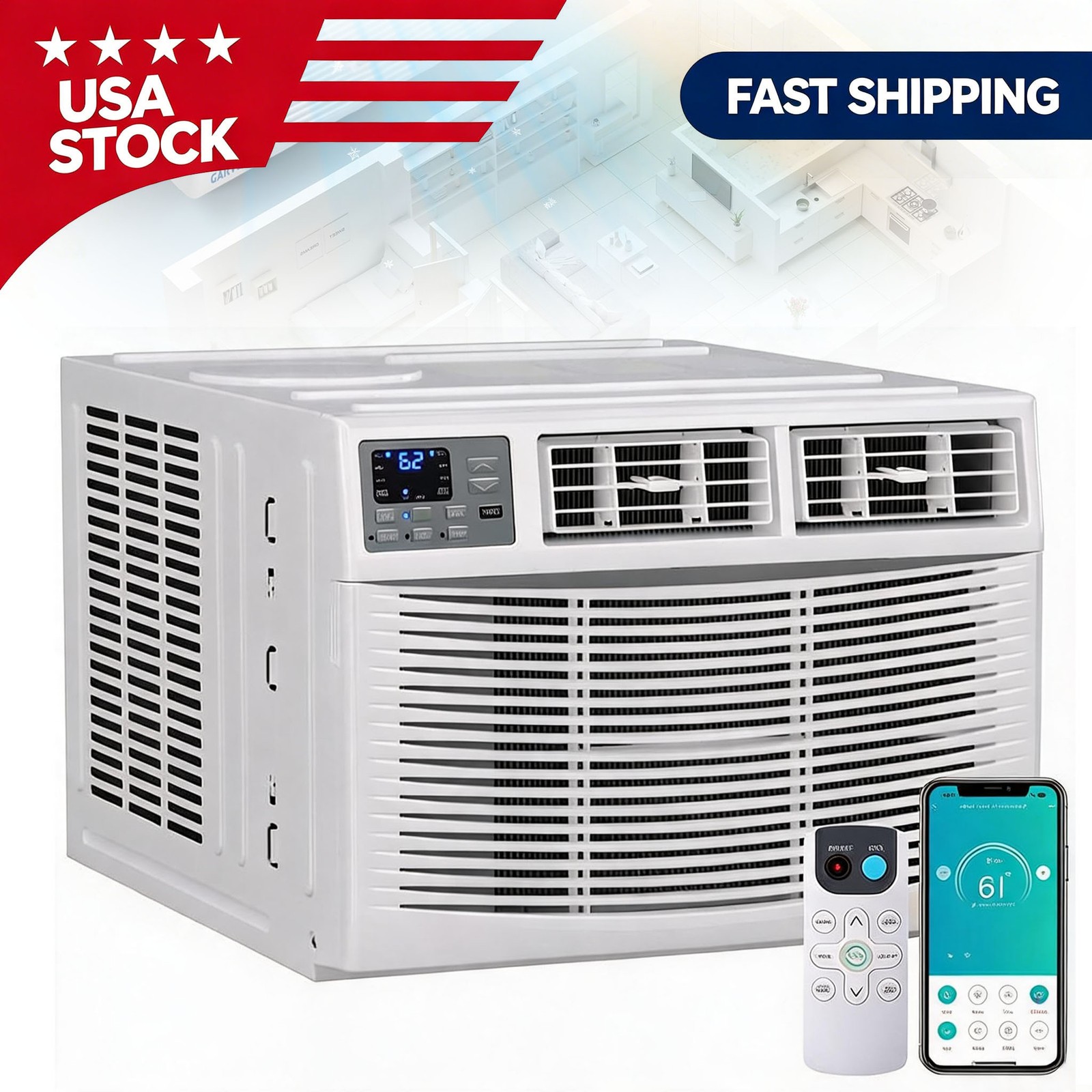 8000 BTU Window Air Conditioner 115V w/ Heat Window AC WIFI Remote App Control