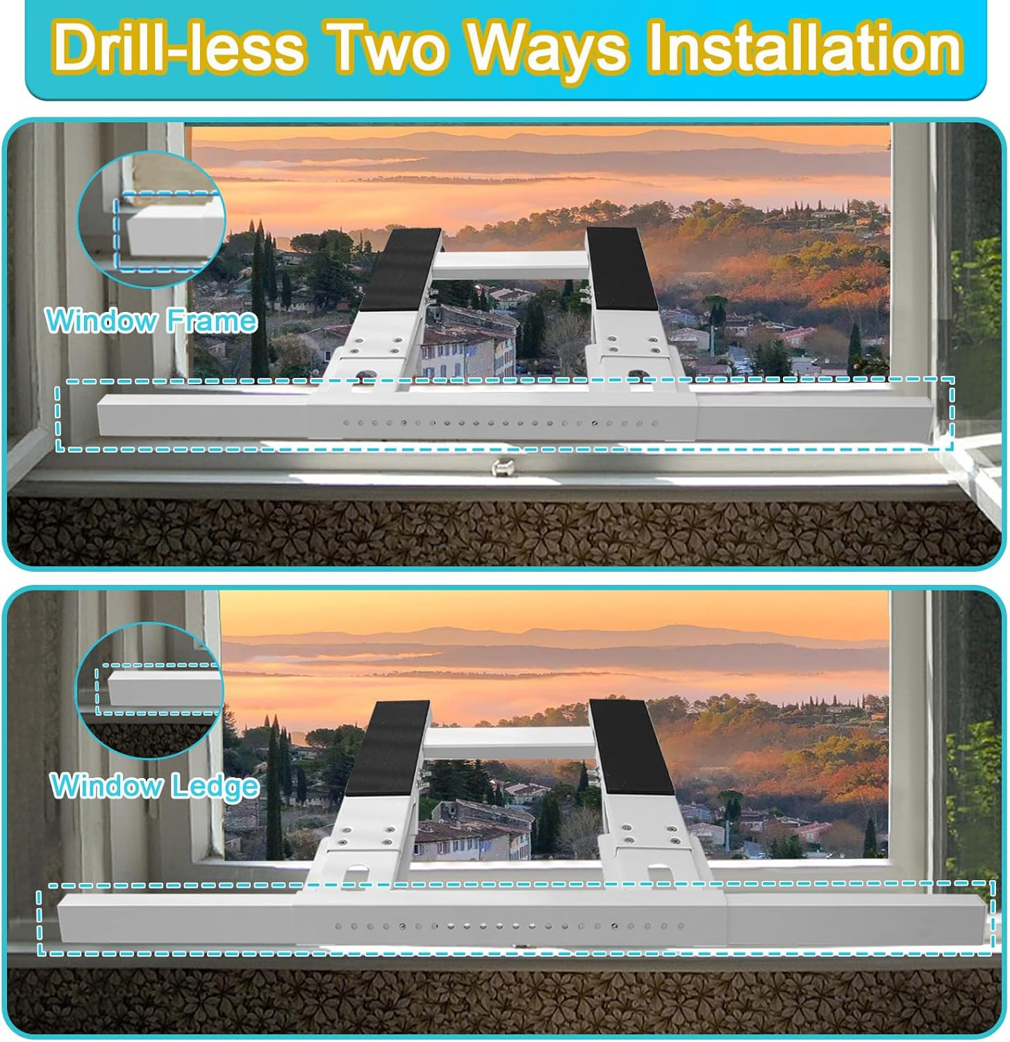 Heavy-Duty Adjustable No-Drill AC Bracket for 5000-24000 BTU Units