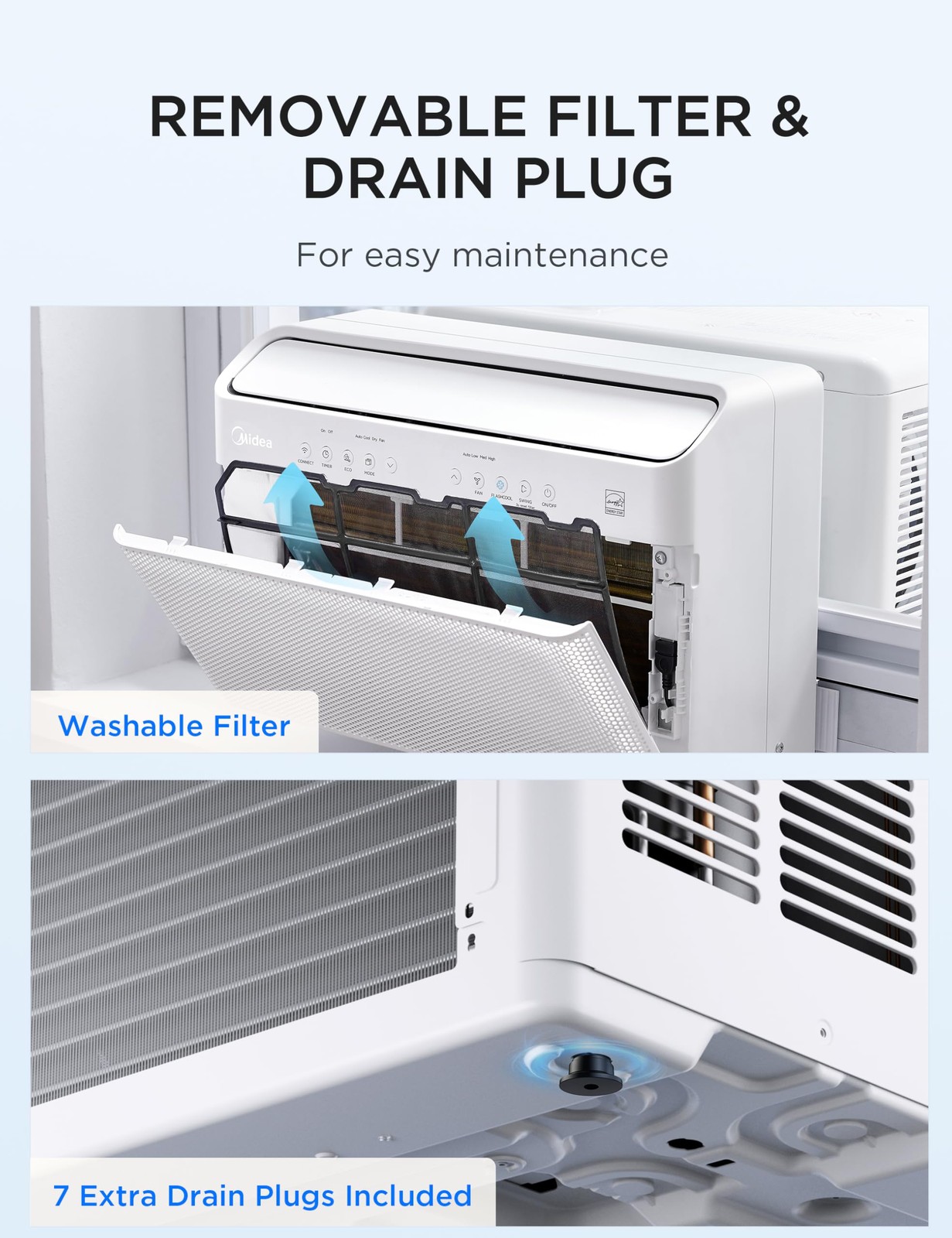 Midea 8,000 BTU U Shaped Smart Inverter Window Air Conditioner Cools 350 Sq …