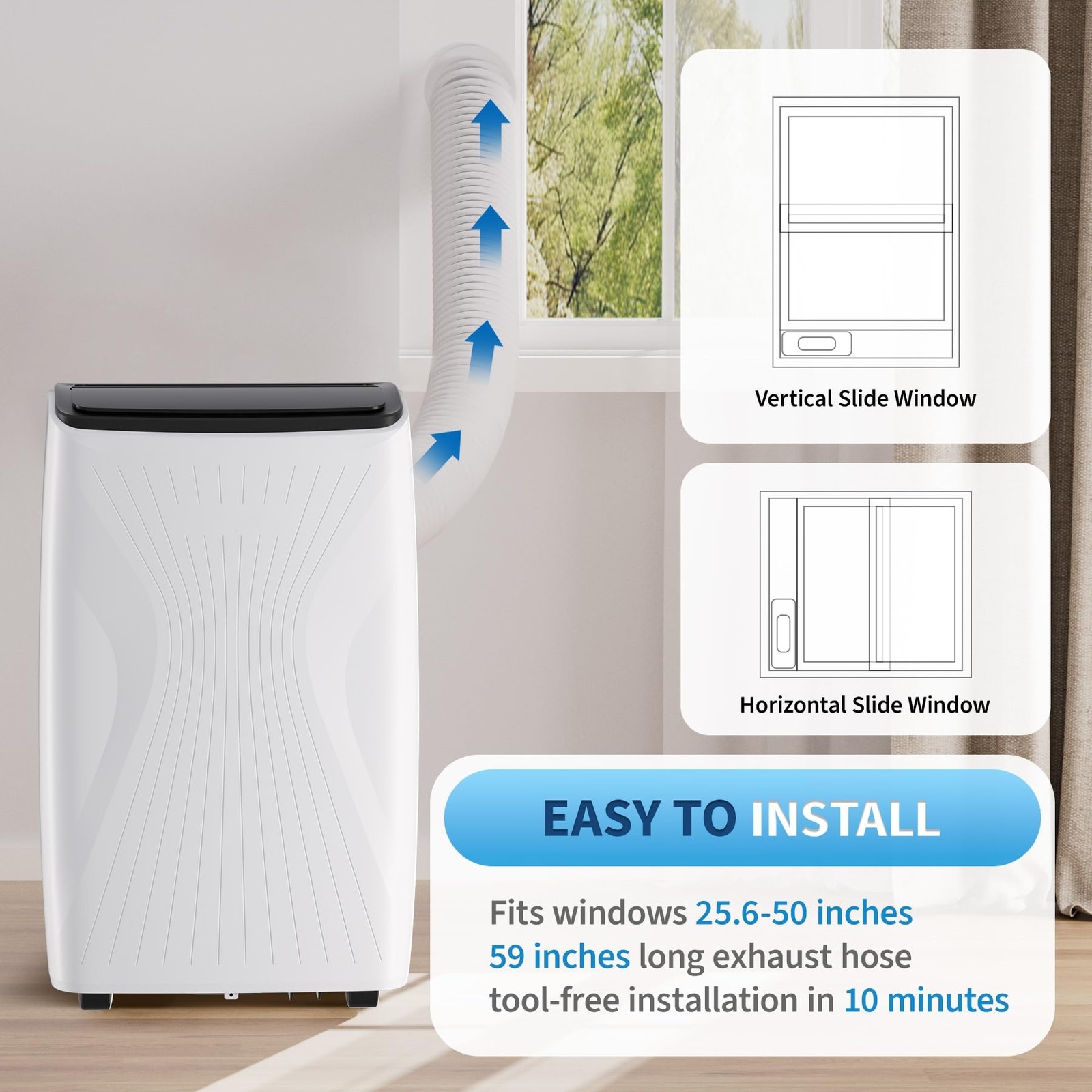 Portable Air Conditioner 12000 BTU AC Unit Up to 350 Sq.Ft Remote Fan Control