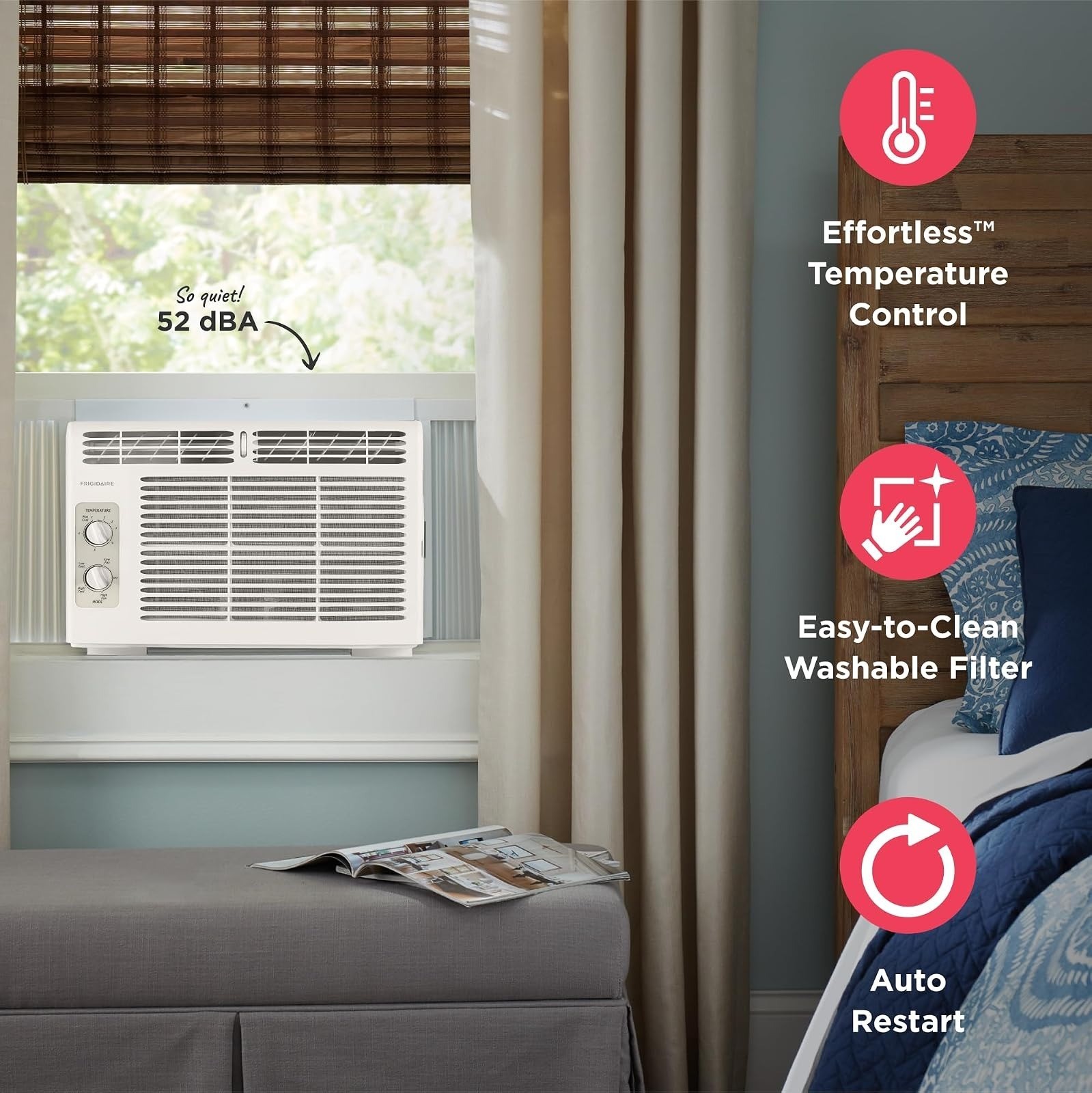 Frigidaire 5,000 BTU Window Air Conditioner, Quiet, 2 Fan Speeds