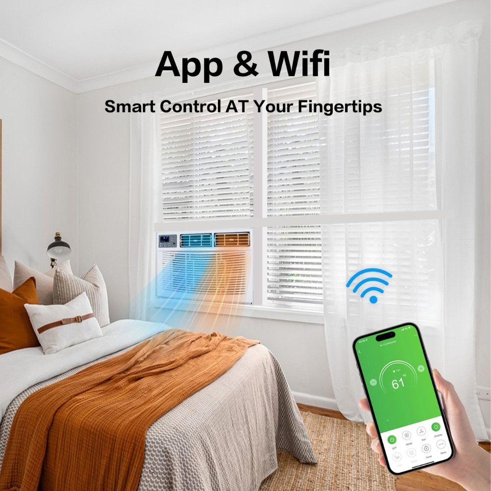 12000 BTU AC Heat & Cool Window Air Conditioner W/Wifi, Remote Control 550 sq.ft