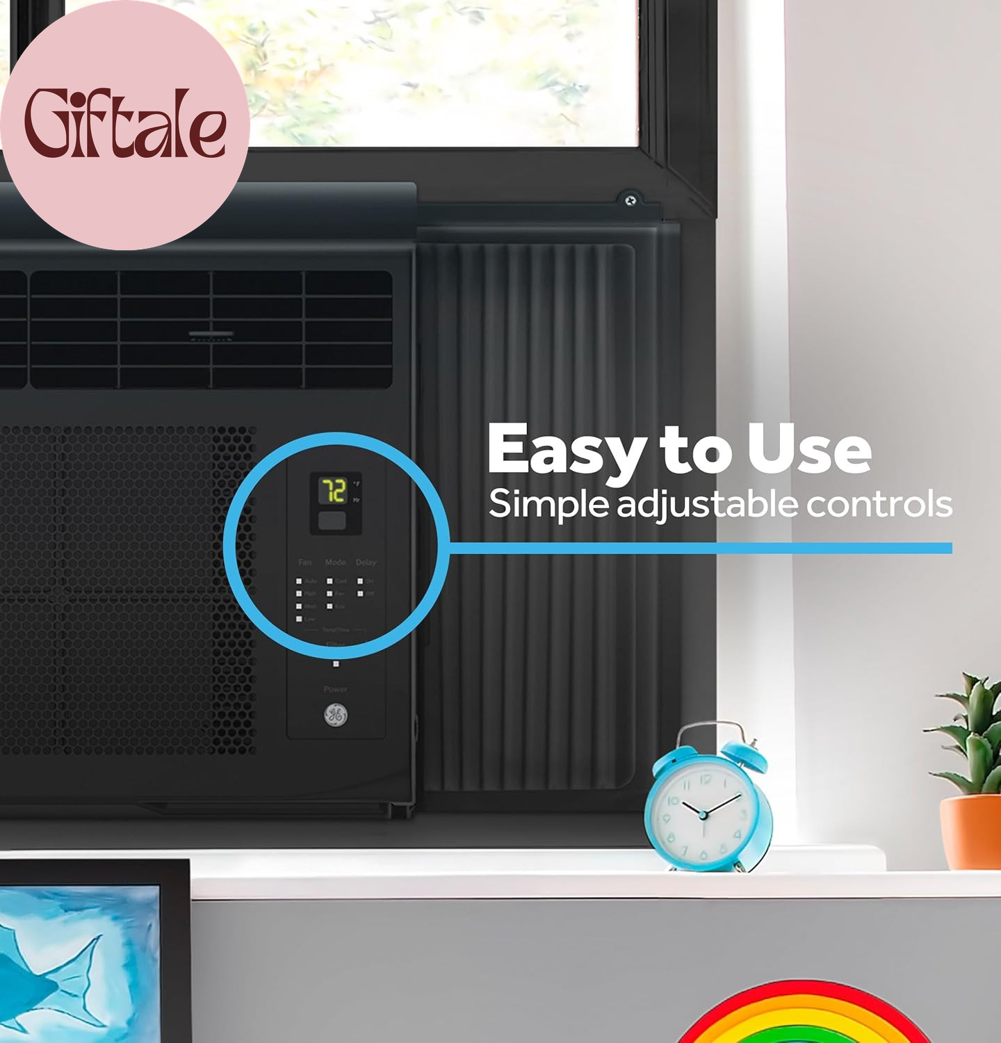 6,000 BTU Electronic Window Air Conditioner, Black Compact AC Cools Rooms up to