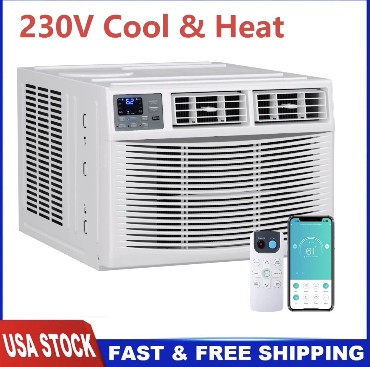 12000 BTU Window Air Conditioner with Heat Window AC WIFI Remote App Control