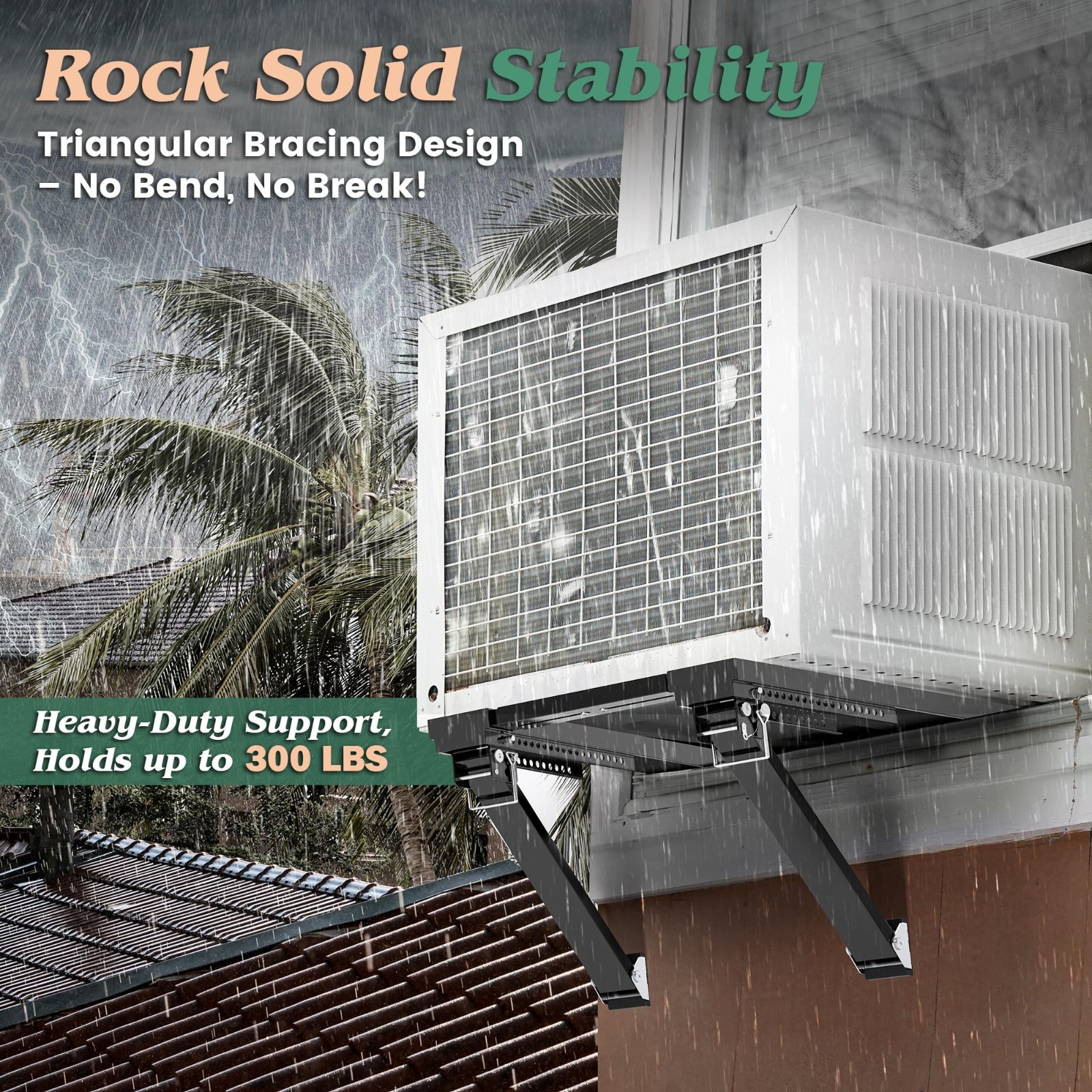 No-Drill Adjustable Window AC Bracket, Heavy-Duty Support for Single/Double Hung