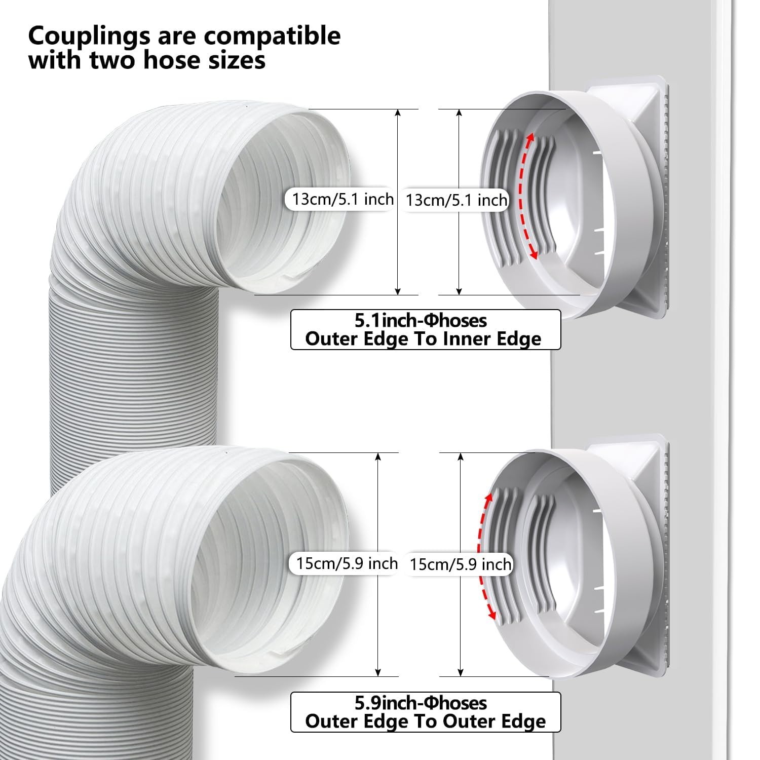 105″ Sliding Door AC Vent Kit for Dual Hose Portable Air Conditioner, Energy Eff