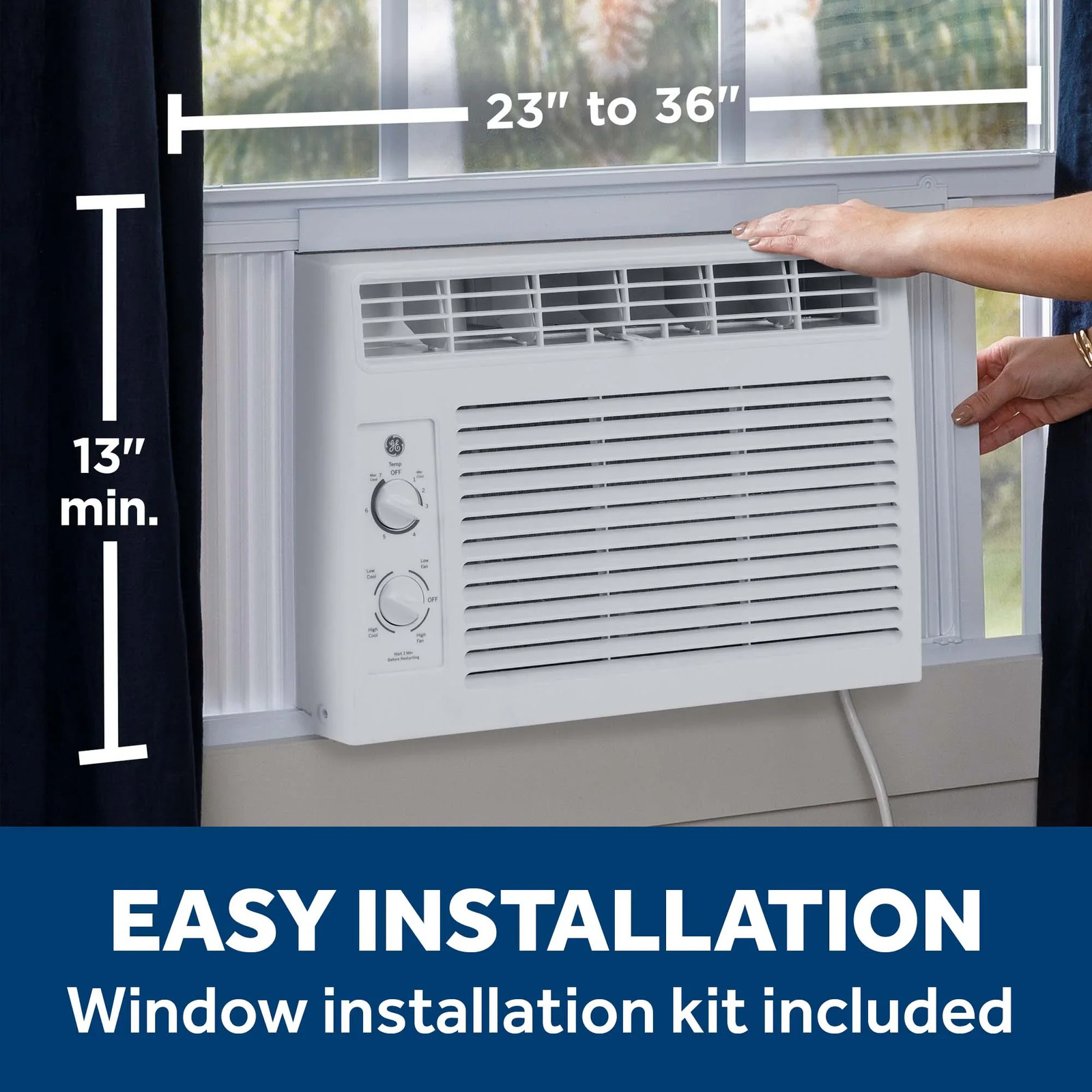 GE 5000 BTU Window Air Conditioner 115V Small Room 150 sq ft White