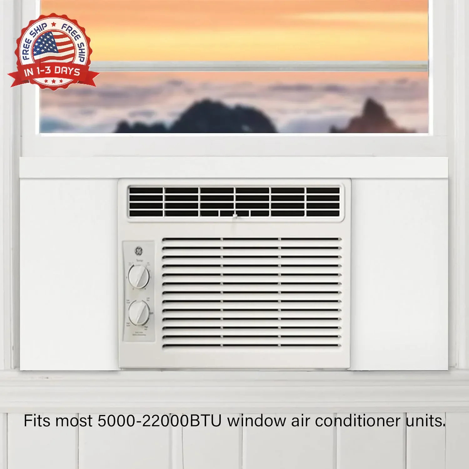 Window AC Insulation Foam Panels Side Surround Kit 2 Pcs for Room Comfort