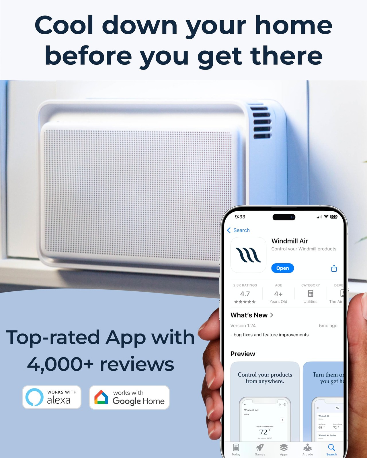 Windmill Window Air Conditioner Quiet & Smart, Easy Install, VoiceEnabled, R…