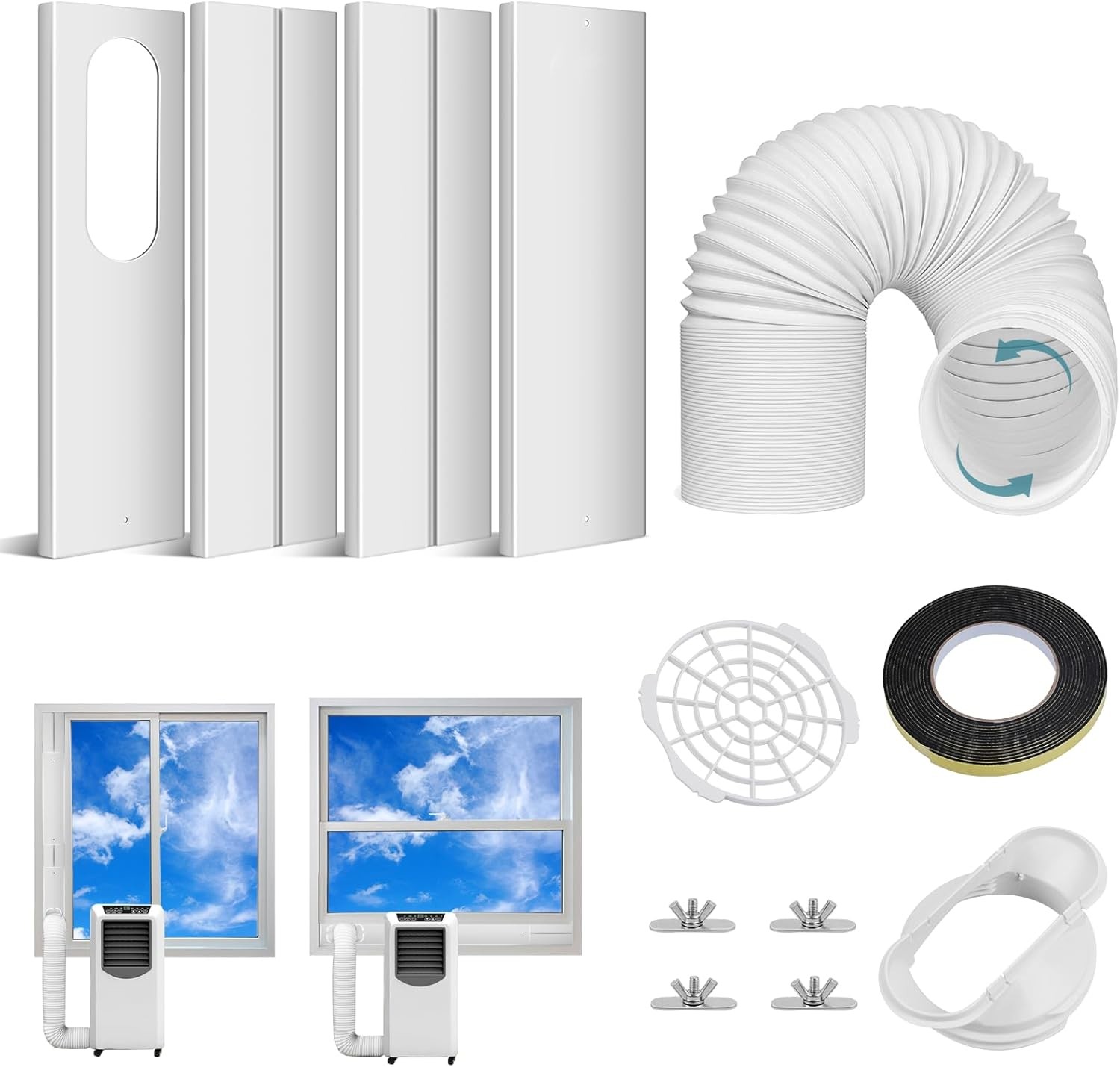 Portable Air Conditioner Window Vent Kit with 5.9″ Exhaust Hose Portable AC