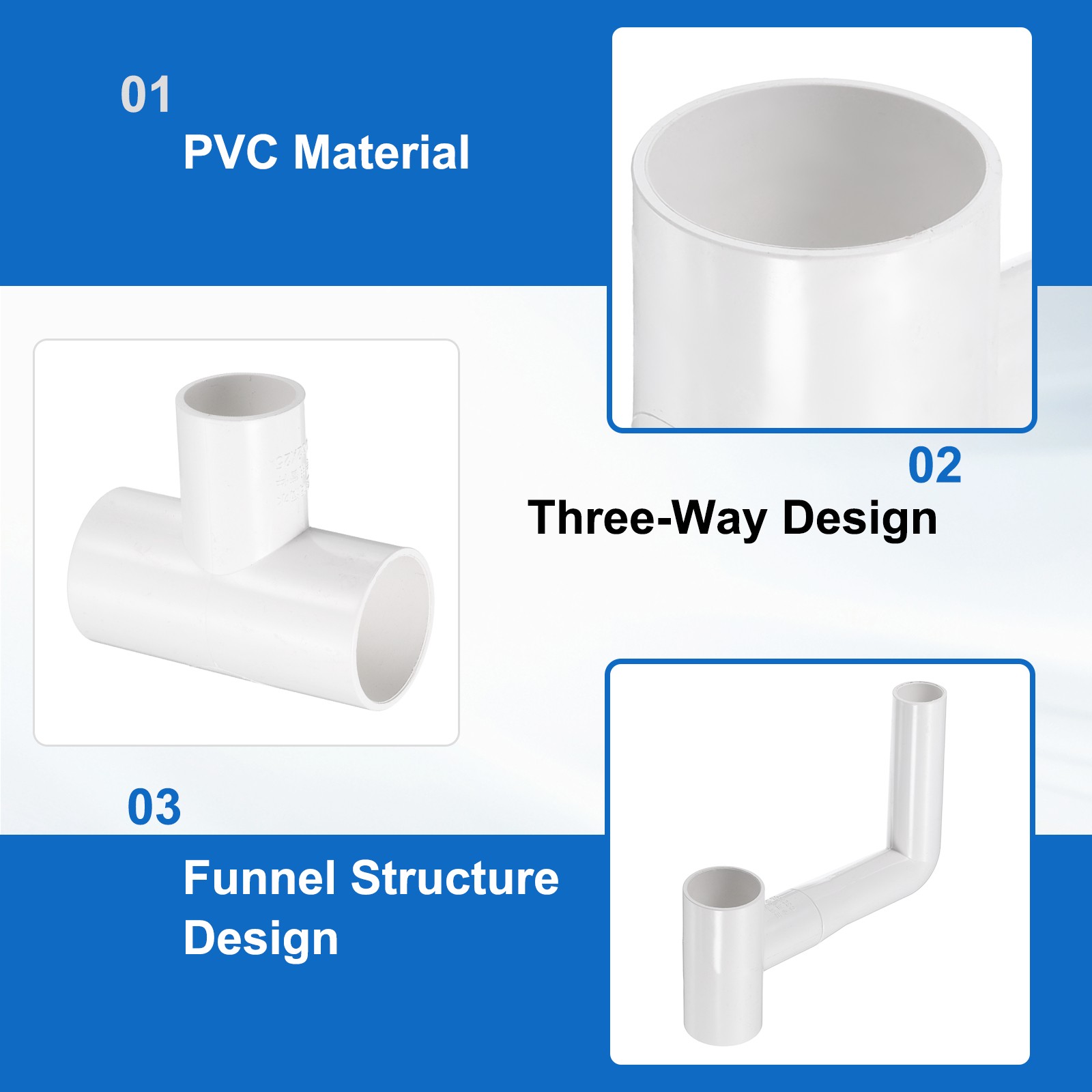 32x25mm PVC Three-Way Air Conditioner Drain Hose Connector, White