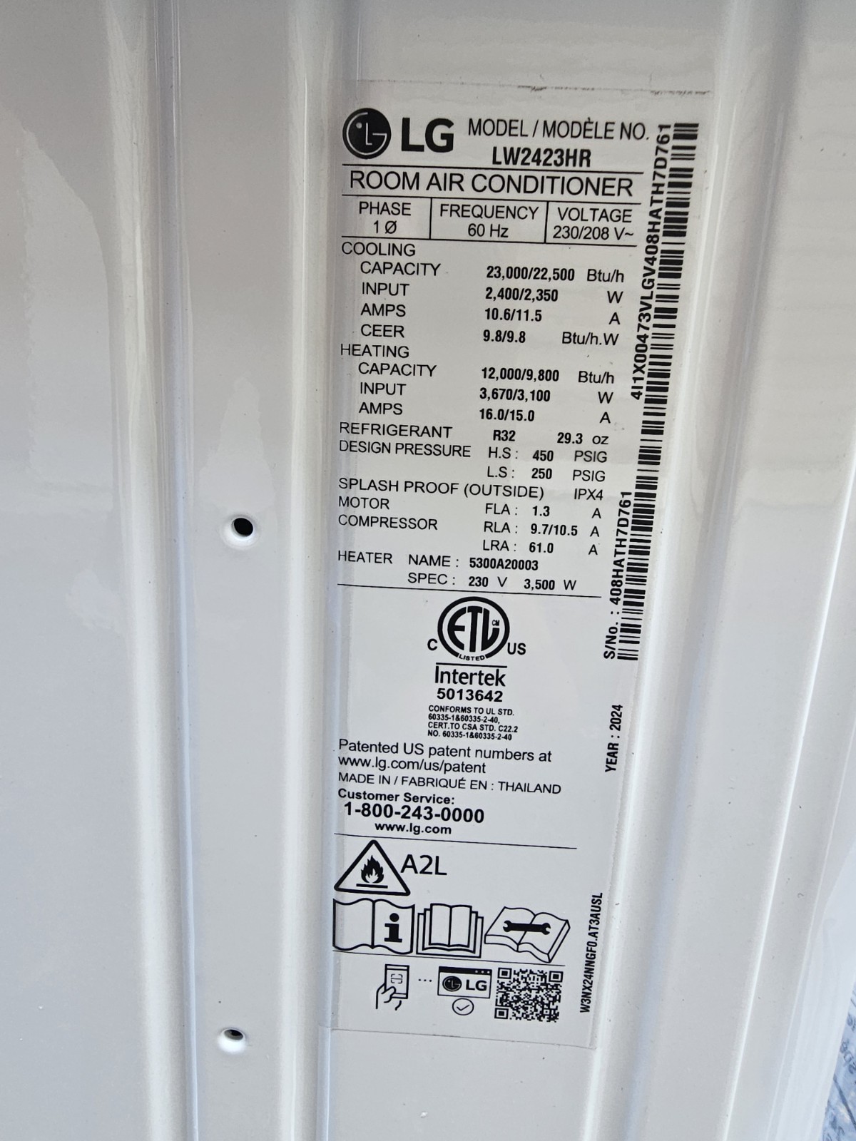 LG 23,000 BTU Window Air Conditioner Cooling & Heating LW2423HR 1400 Sq Ft Read