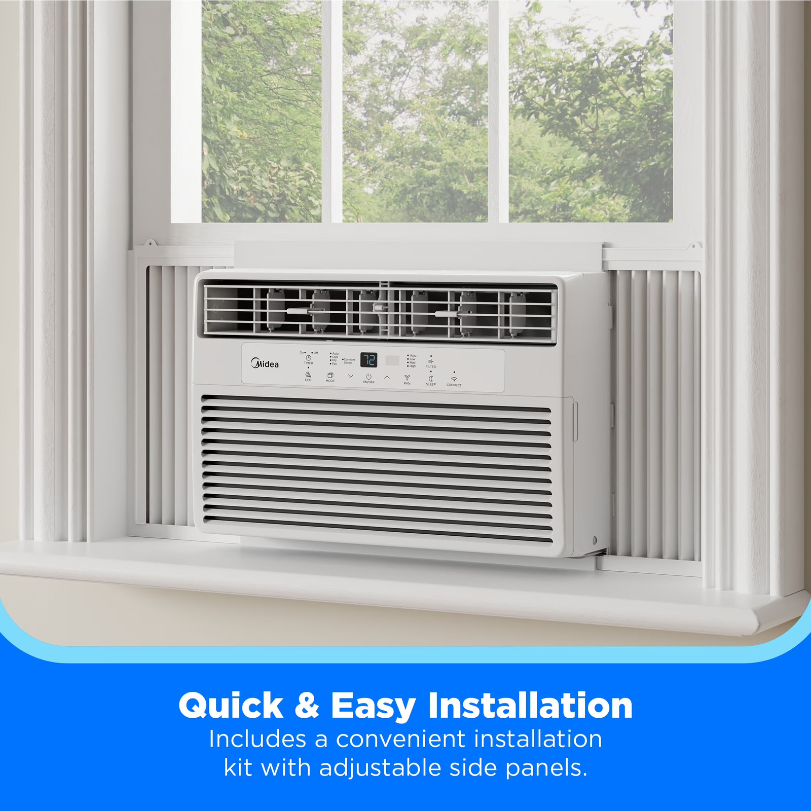 8,000 BTU 115V Smart Window Air Conditioner with Comfort Sense Remote, Up
