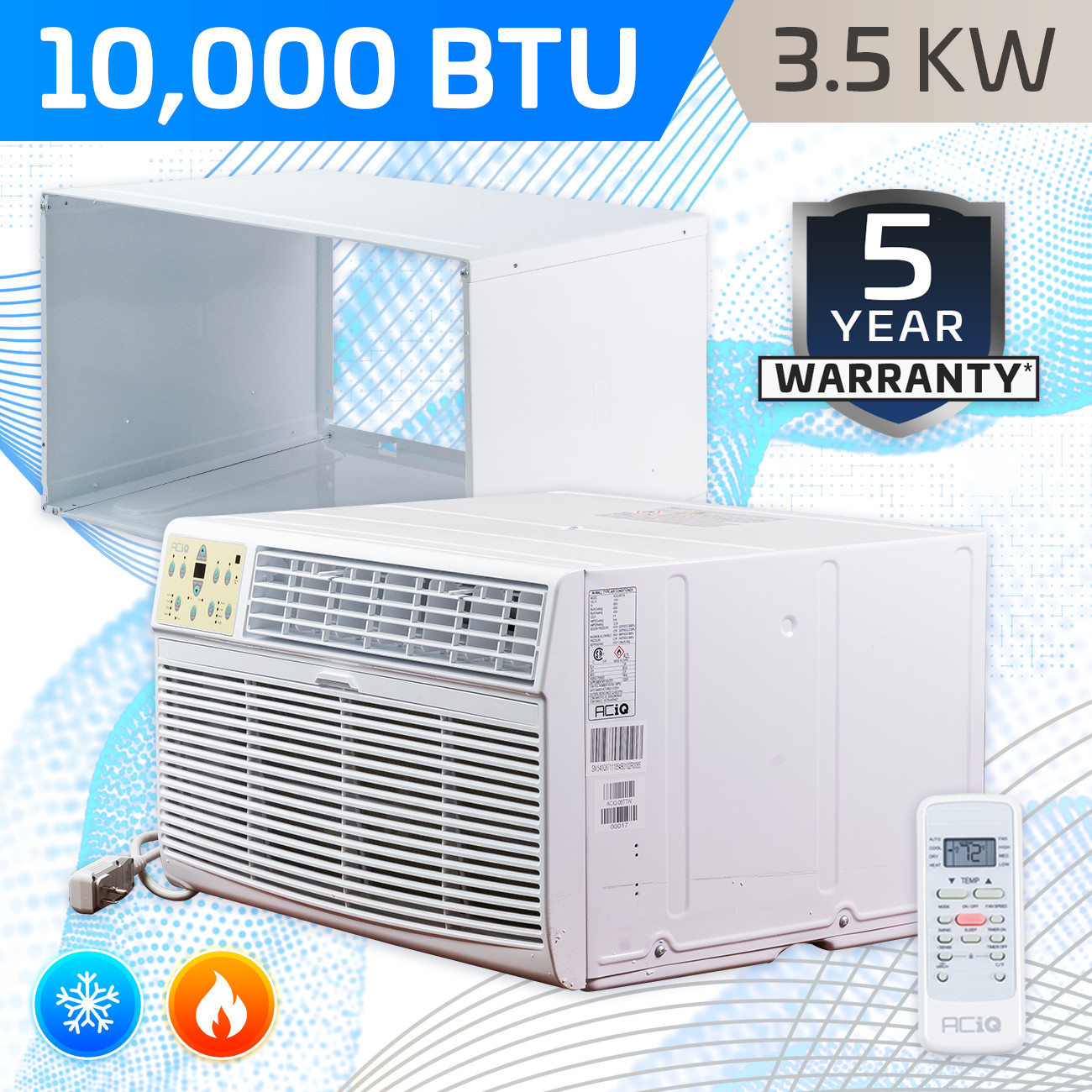 ACiQ 10000 BTU 230V Through-the-Wall Air Conditioner & 3.5 kW Heater – 450 Sq Ft