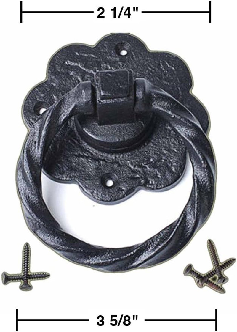 Cabinet Pulls 3 5/8 In. Black Wrought Iron Ring Drawer Pulls with Mounting Hardw