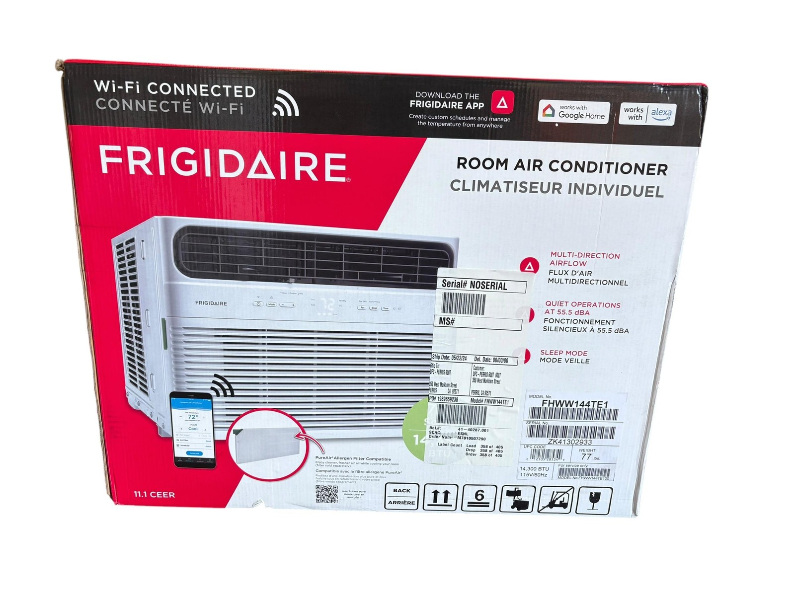 Frigidaire 14,300 BTU Smart Window Air Conditioner with Wi-Fi, Cools Up to 700