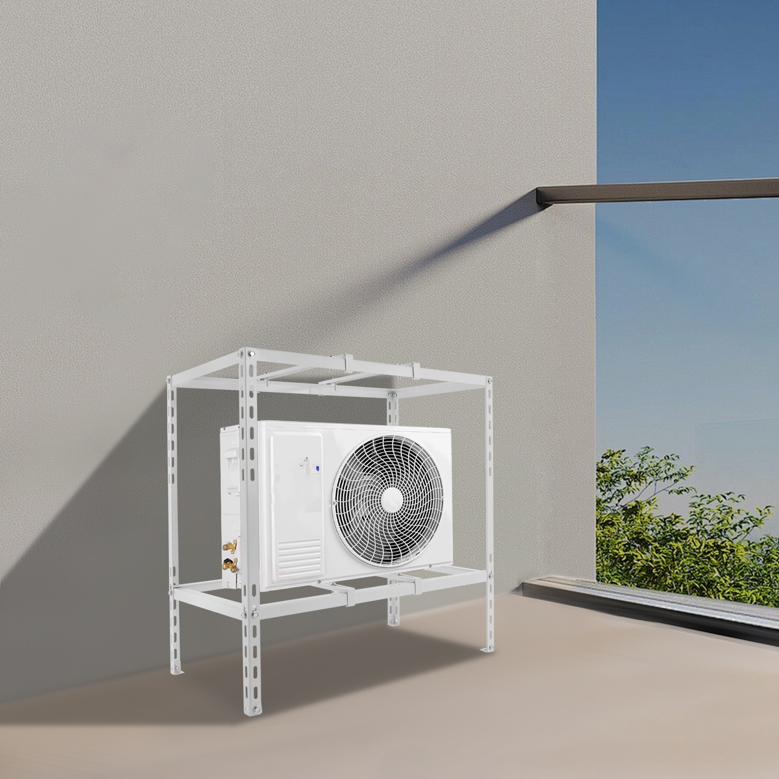 35x20x35in White AC Support Bracket Double Tier 110LB Capacity for Outdoor Unit