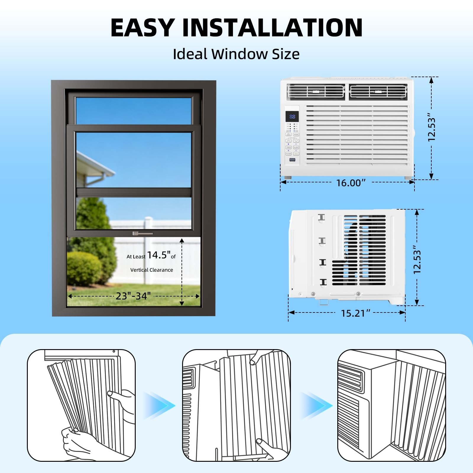 6,000 BTU Window Air Conditioner, Window AC Unit, Cools Rooms up to 250 Sq.Ft…