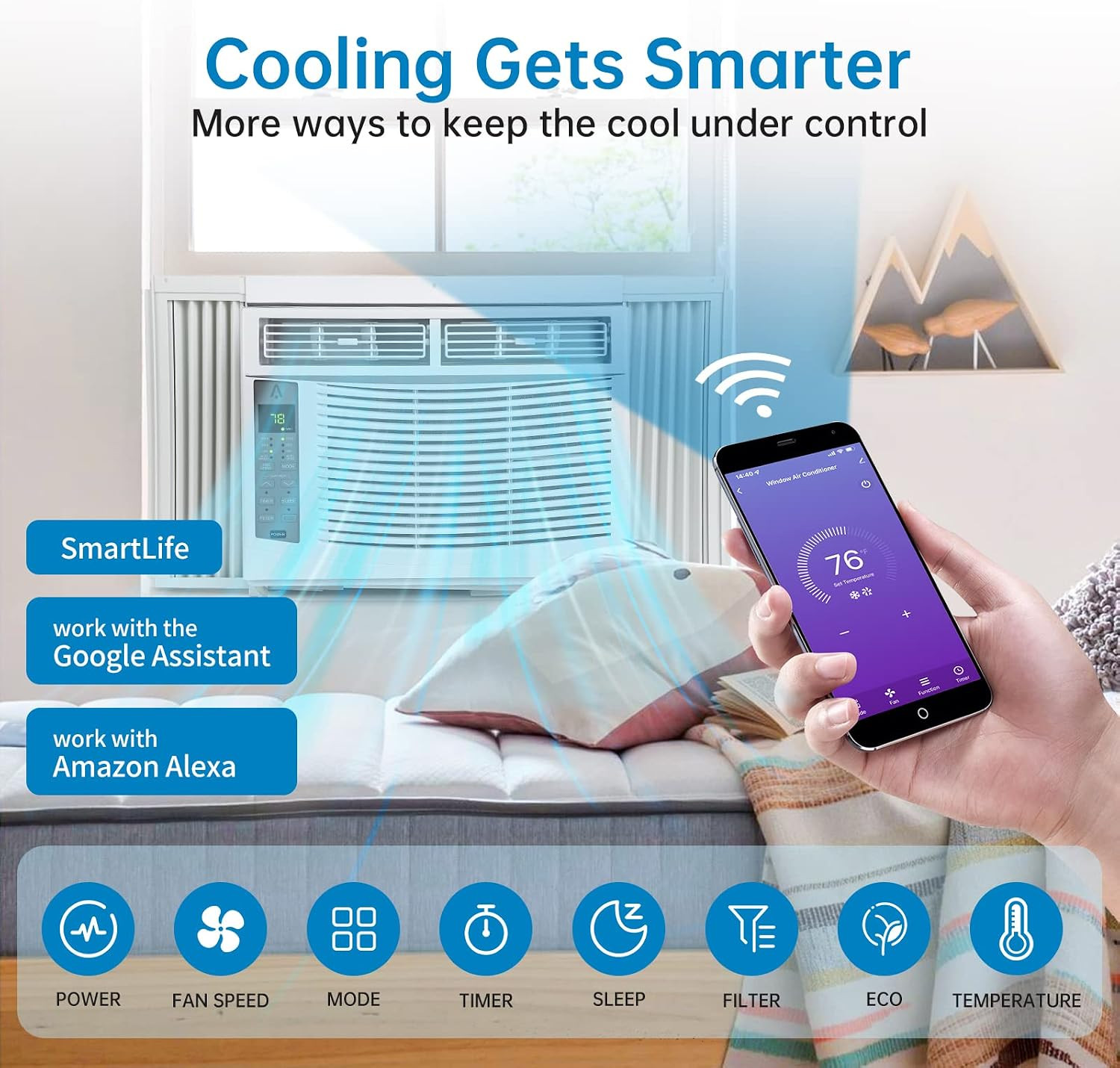 6000-BTU Window Air Conditioner up to 250 Sqf | Remote Control, Cool & Fan Funct