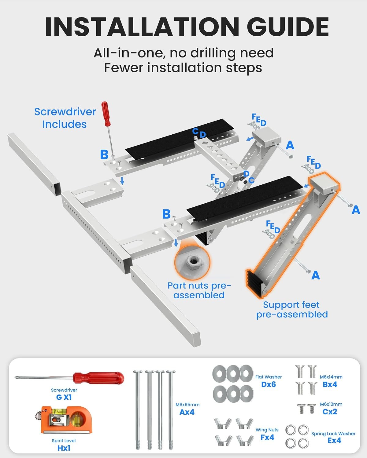 No Drilling Heavy Duty Window AC Bracket 5000-24000 BTU