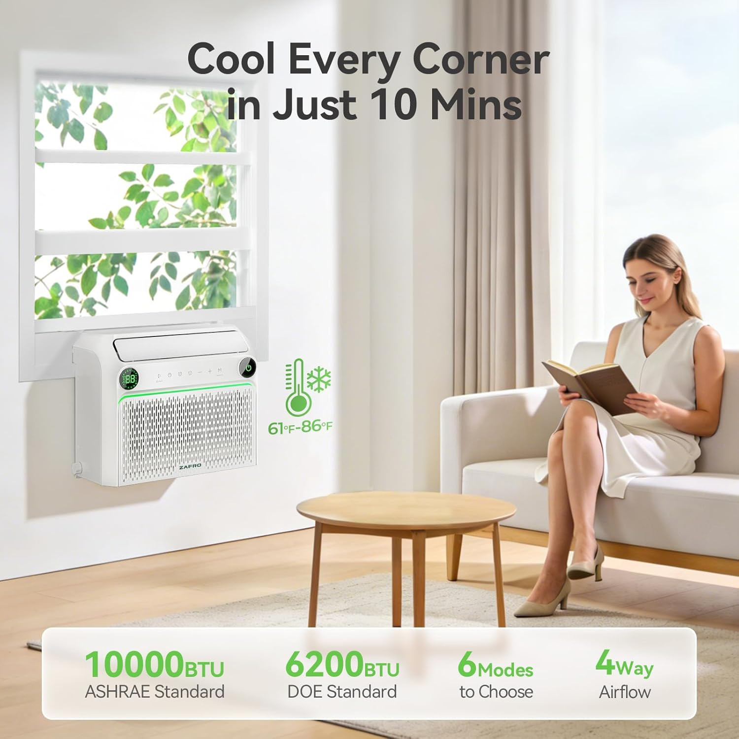 U Shaped Inverter Window Air Conditioner, Ultra Quiet (32Db), 10000BTU ASHRAE (6