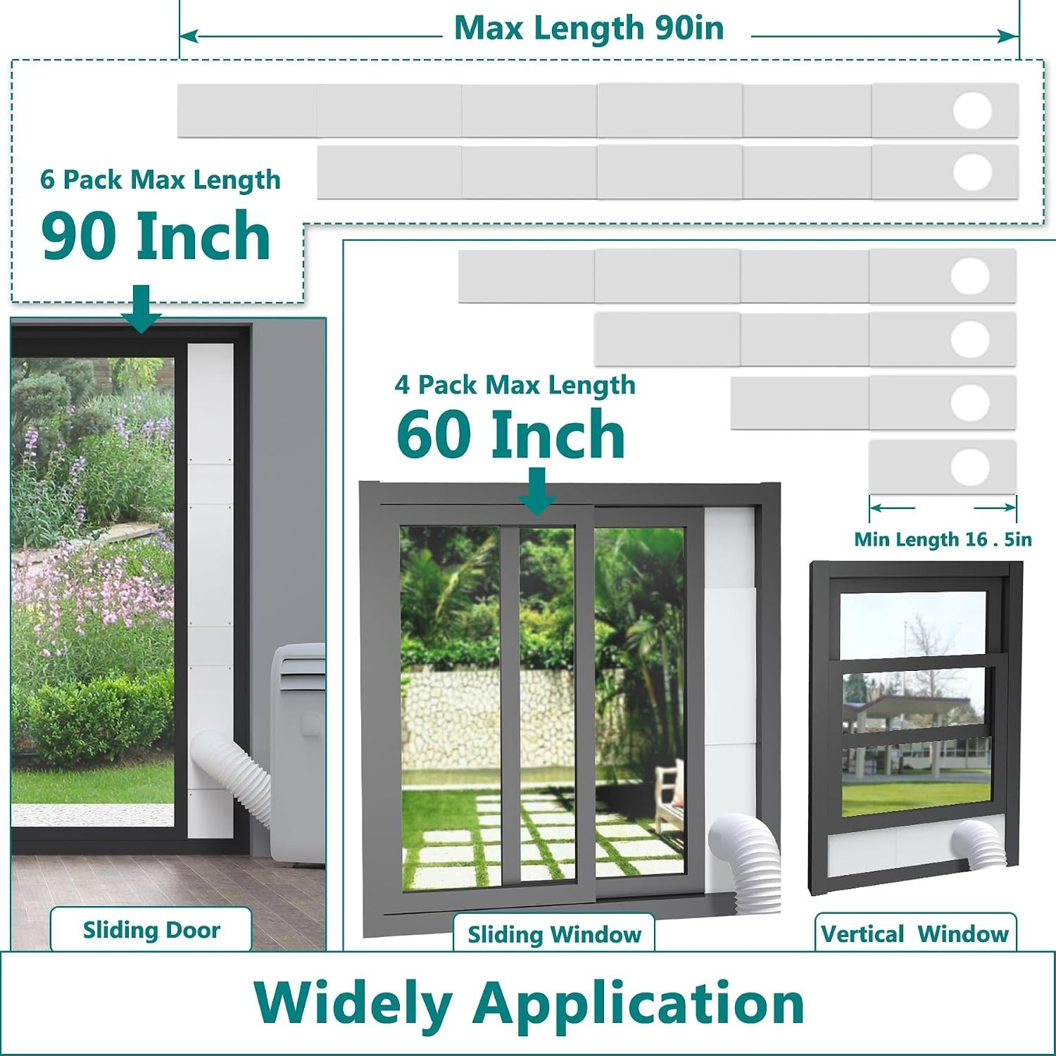 Sliding Door Kit for Portable Air Conditioner,Adjustable Seal Panels