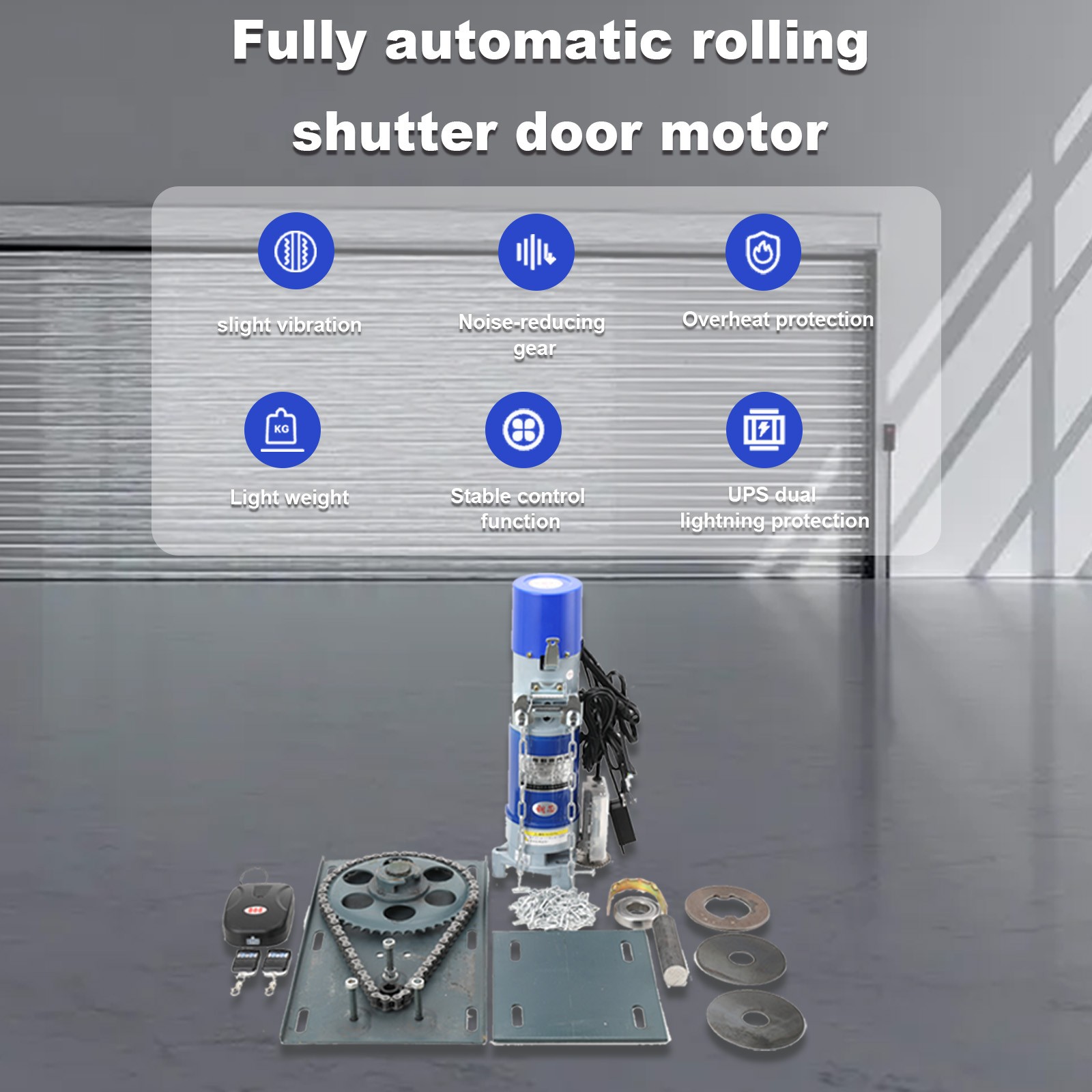 Rolling Door Motor 300W AC 110V 3 Control Electric Garage Door Shutter 600KG