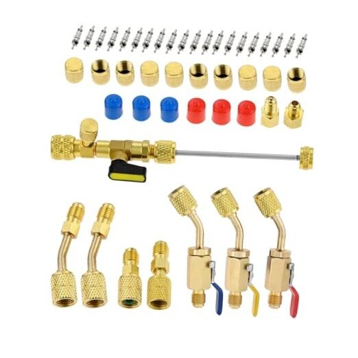 Valve Core Remover Kit for R12 R22 R410A – 3PCS 45° 1/4″ SAE Ball – 3PCS