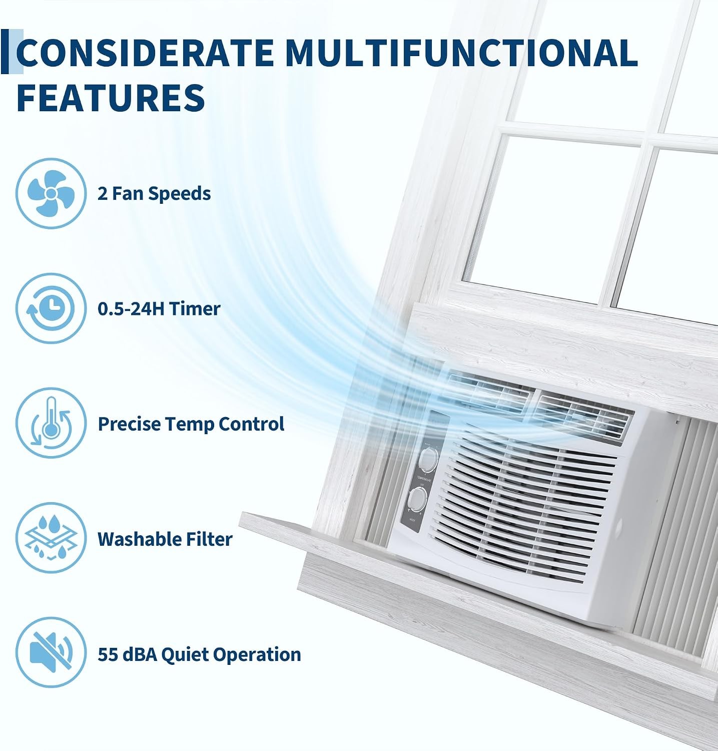 5000/6000/8000/12000/10000 BTU Window Air Conditioner, Remote Window AC Unit